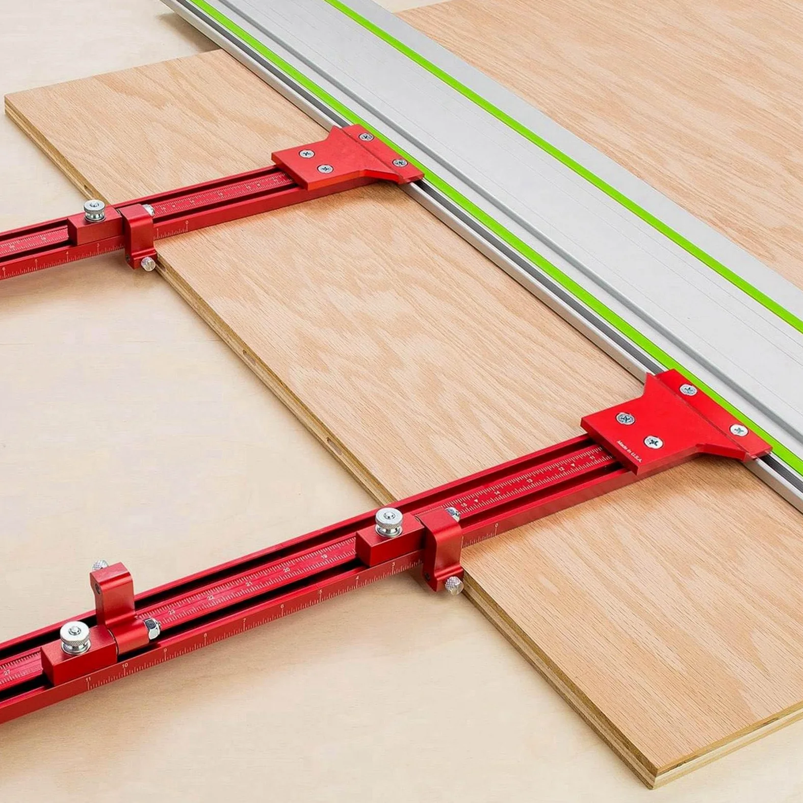 Yctze System Prowadnic Równoległych Zestaw Szyn Prowadzących Piły Stop Aluminium Odporny na rdzę, Odporny na Zużycie, do Piły Tarczowej z Regulowanym Blokiem Krańcowym