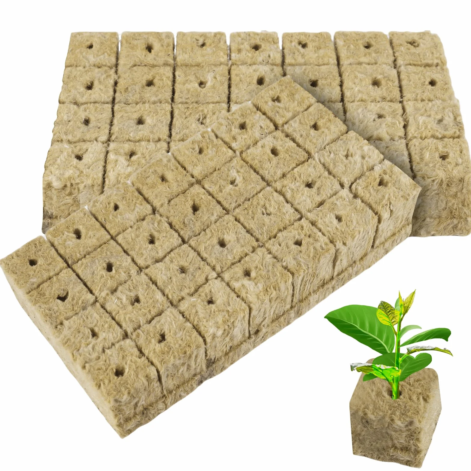 Wełna kamienna kostki 4x4x4 cm 56 sztuk do hydroponiki sadzonek