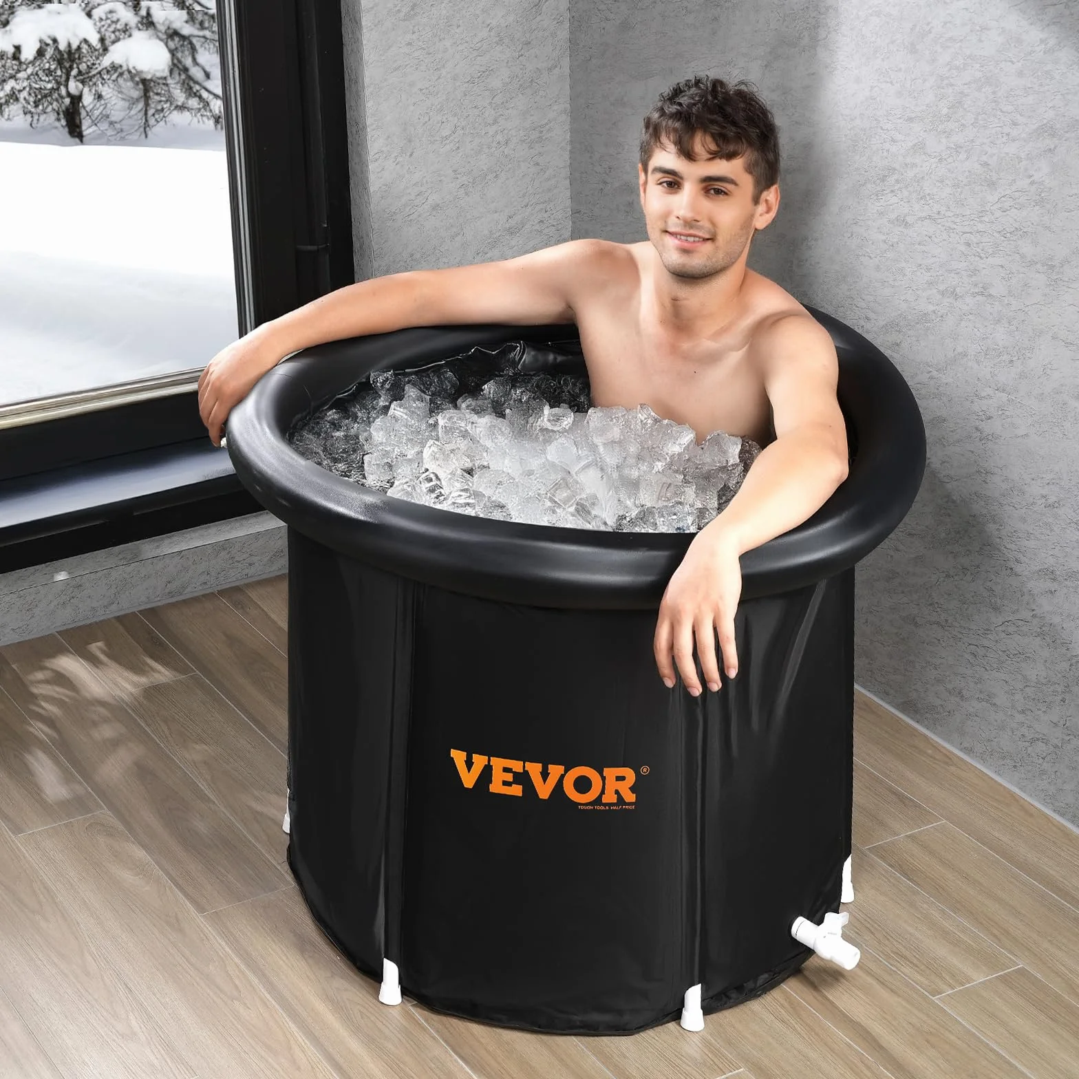 VEVOR Wanna na lód 85 cm 330 l terapeutyczna składana nadmuchiwana z pokrywą