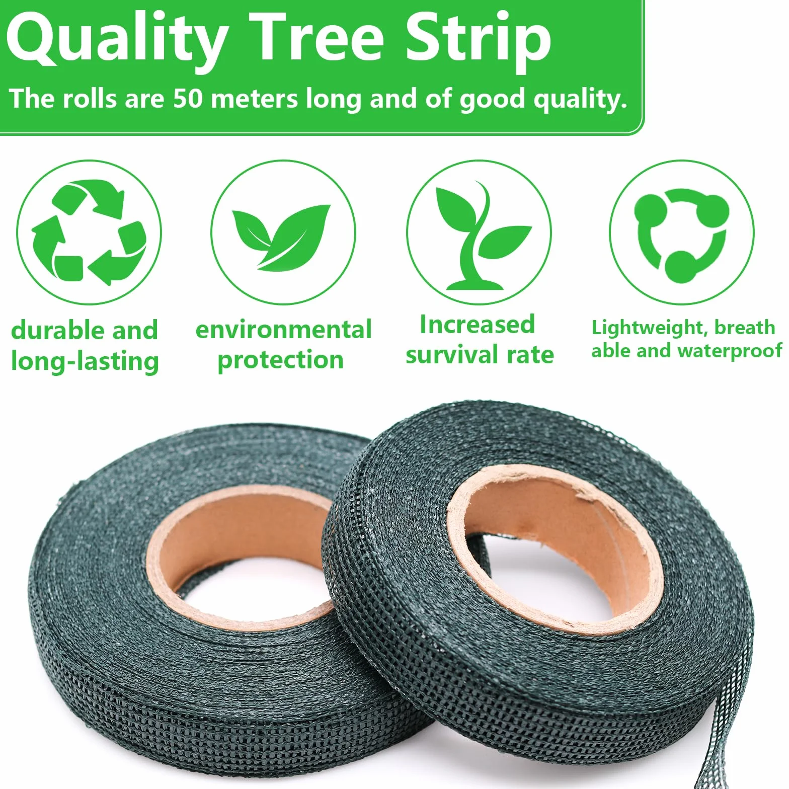 Taśma do wiązania drzew 3 cm × 50 m zielona 2 sztuki