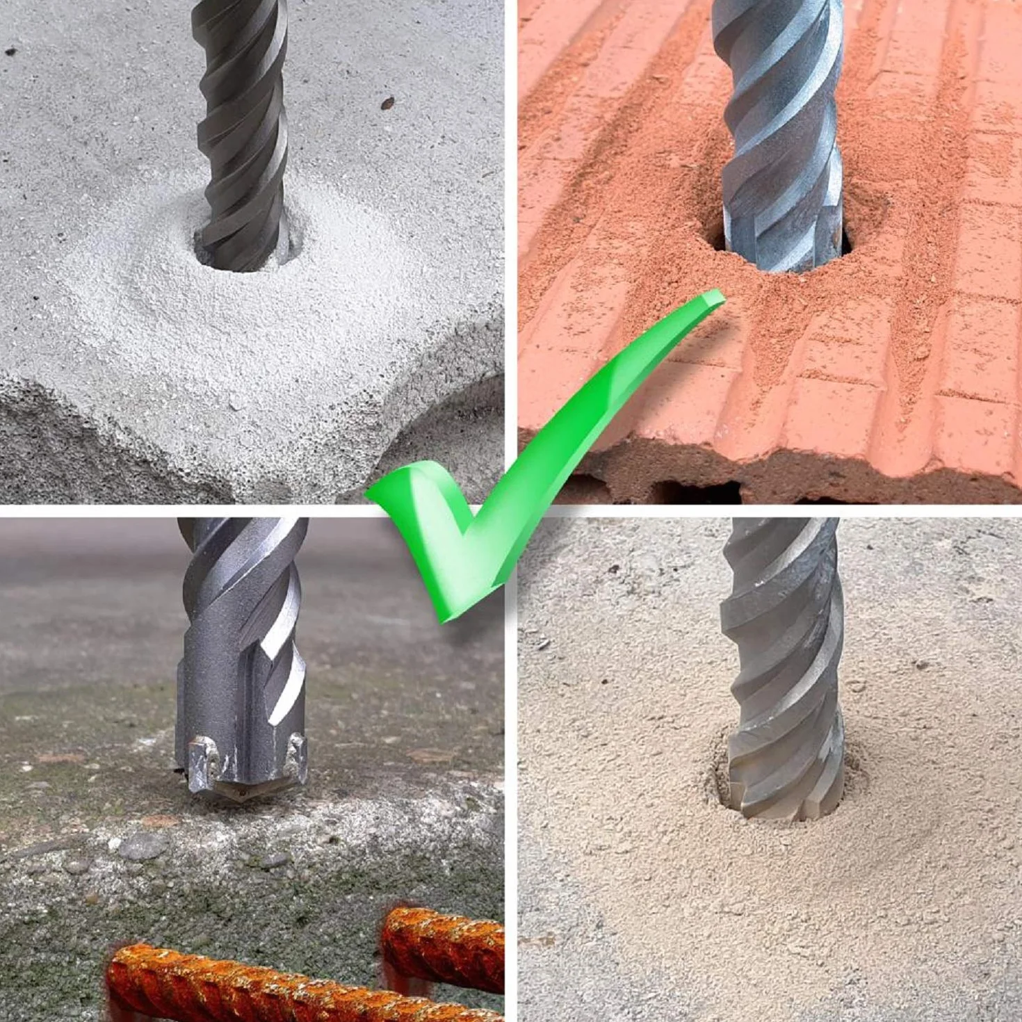 Profesjonalne Wiertło SDS Plus 10 x 600 mm Do Betonu, Kamienia - Udarowe Quadro X z Poczwórnym Ostrzem Krzyżowym