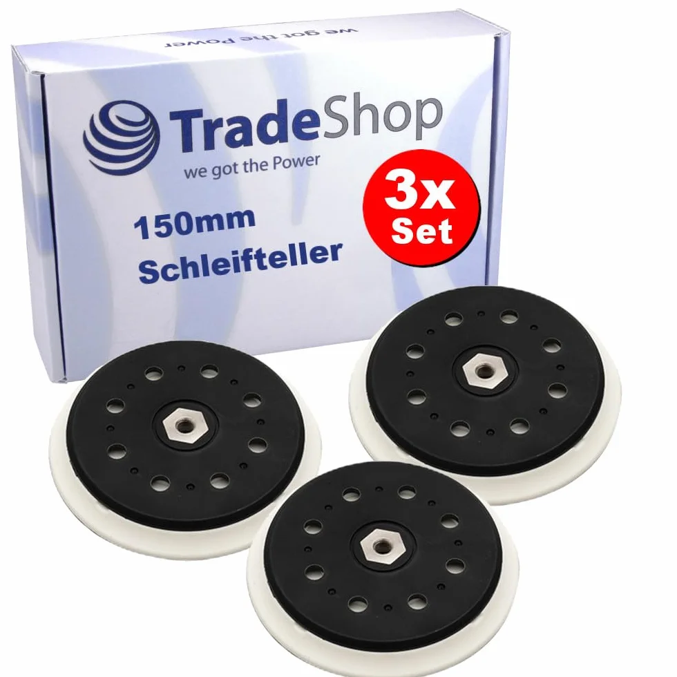 3 x Trade-Shop 15-otworowy rzep M8, talerz szlifierski, Ø 150 mm, twardy, kompatybilny z Makita BO6050 BO6050J, szlifierka mimośrodowa, zamiennik 197315-5 197314-7