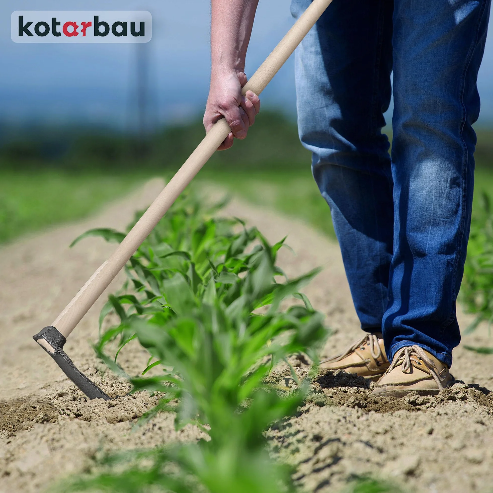 KOTARBAU® Motyka ogrodowa 23 cm z trzonkiem 120 cm drewniana do chwastów