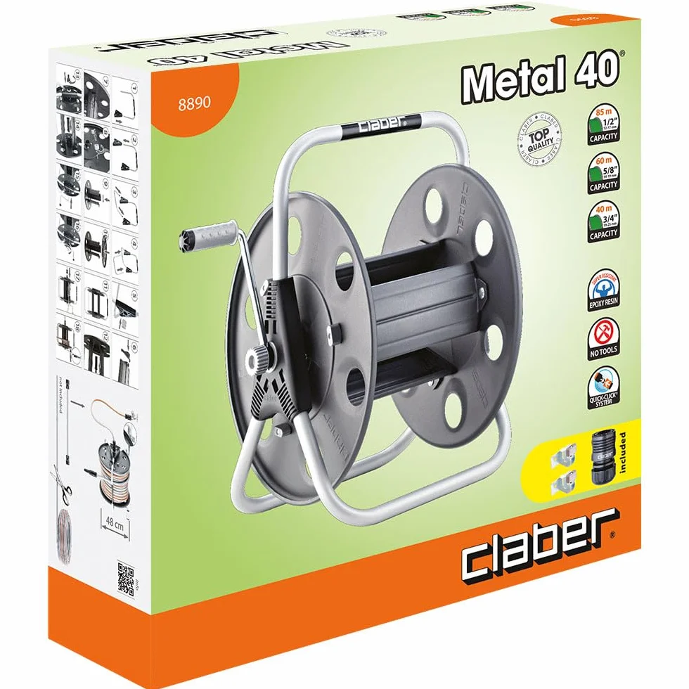 Claber Metal 40 metalowy zwijacz węża ogrodowego montowany na ścianie