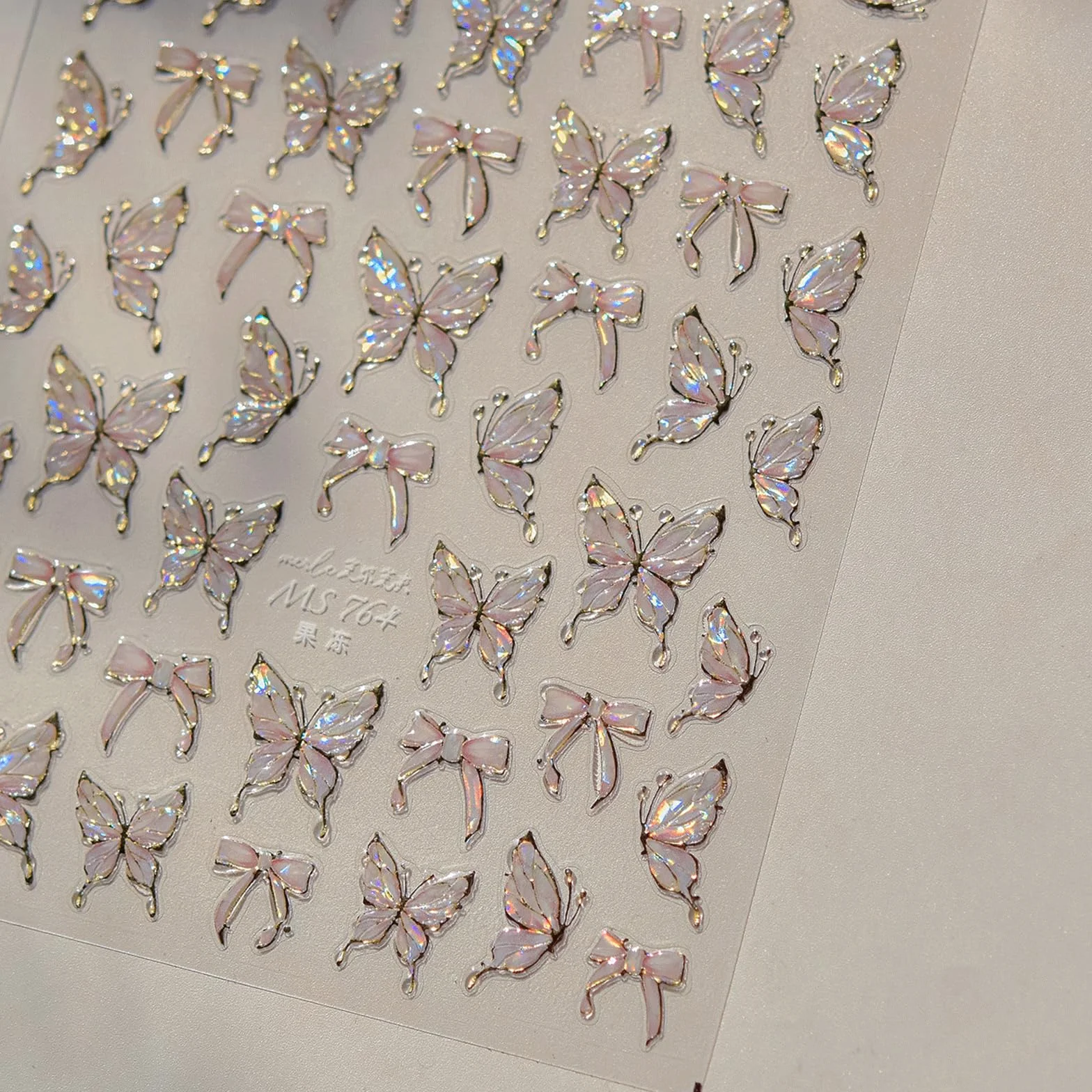 JMEOWIO 3D Motyl Kokarda Naklejki na Paznokcie 1 Arkuszy Nail Art Sticker Samoprzylepne Naklejek na Paznokcie Dekoracji Paznokci