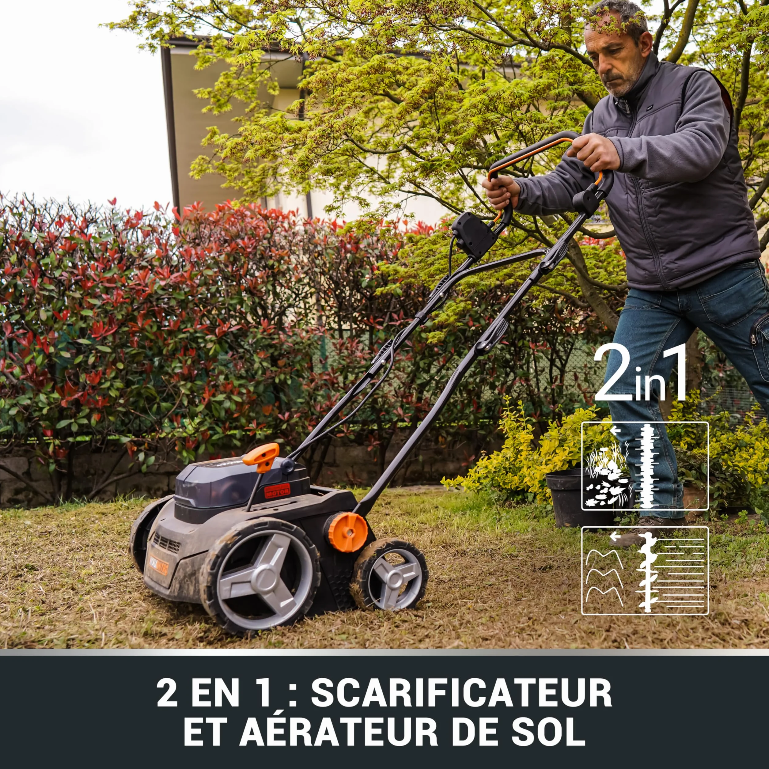 WORX Nitro wertykulator akumulatorowy WG855E.9 400 ㎡ 36 cm silnik bezszczotkowy