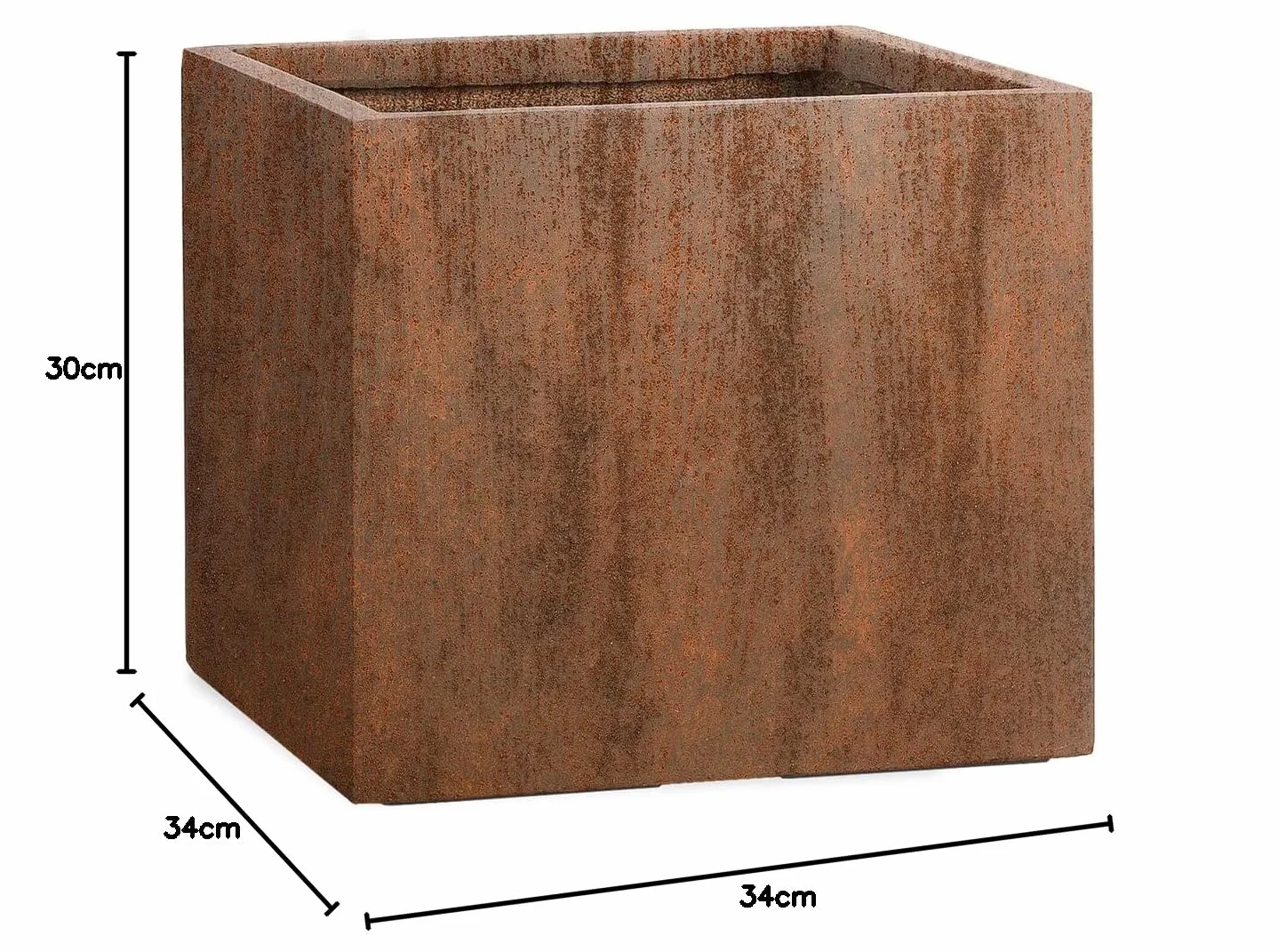 Pflanzwerk Donica z włókna szklanego Cube rdzawa brązowa 30x34x34 cm XXL odporna na mróz UV