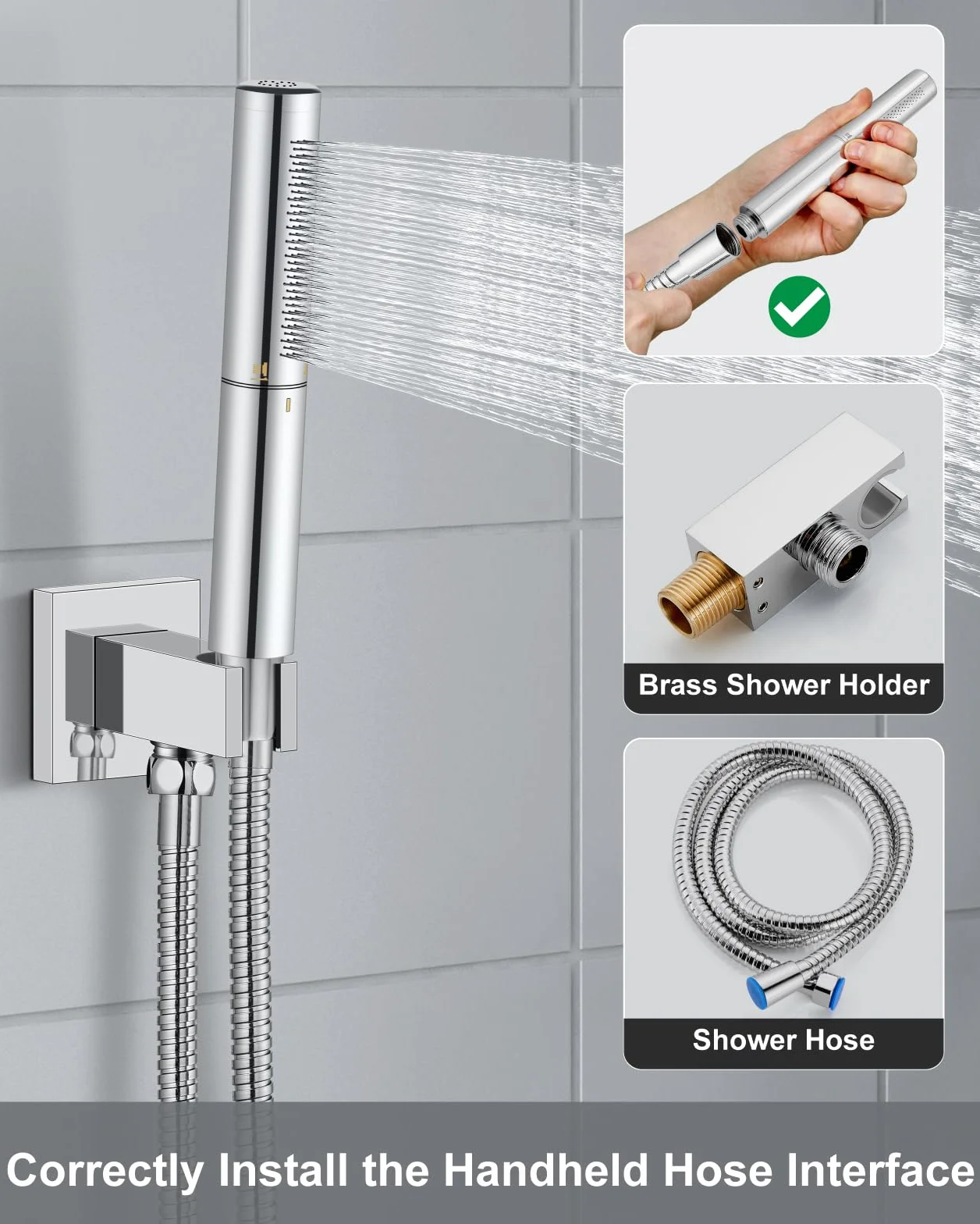 Systemy prysznicowe Bateria wannowa i prysznicowa Combo Polish Chrome 25 cm montaż ścienny deszczownica głowica prysznicowa z prysznicem ręcznym 2 w 1 i wylewką do wanny wodospadowej gruboziarnisty