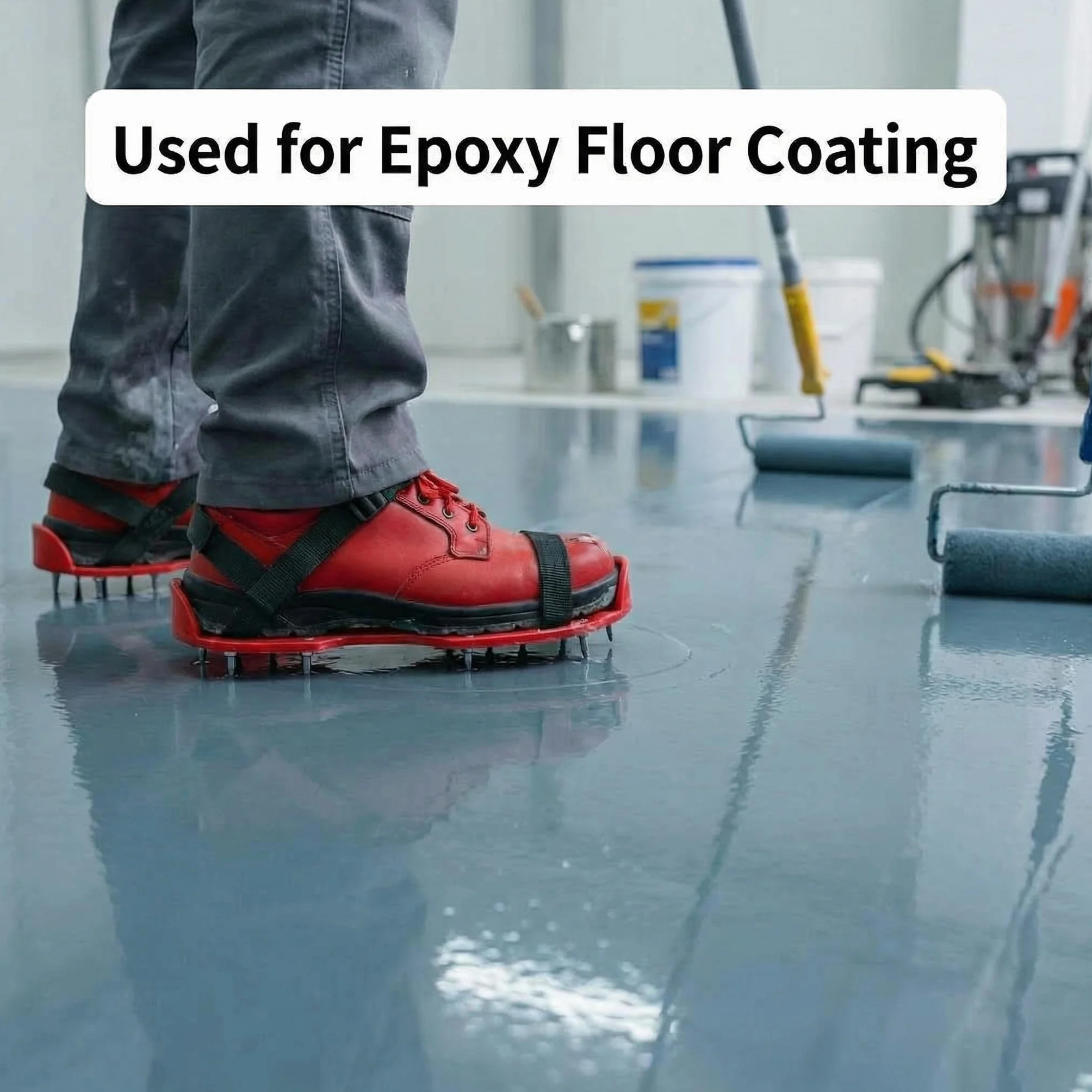 QWORK Buty Gunite z kolcami 2,5 cm do podłóg epoksydowych, zielony (para)