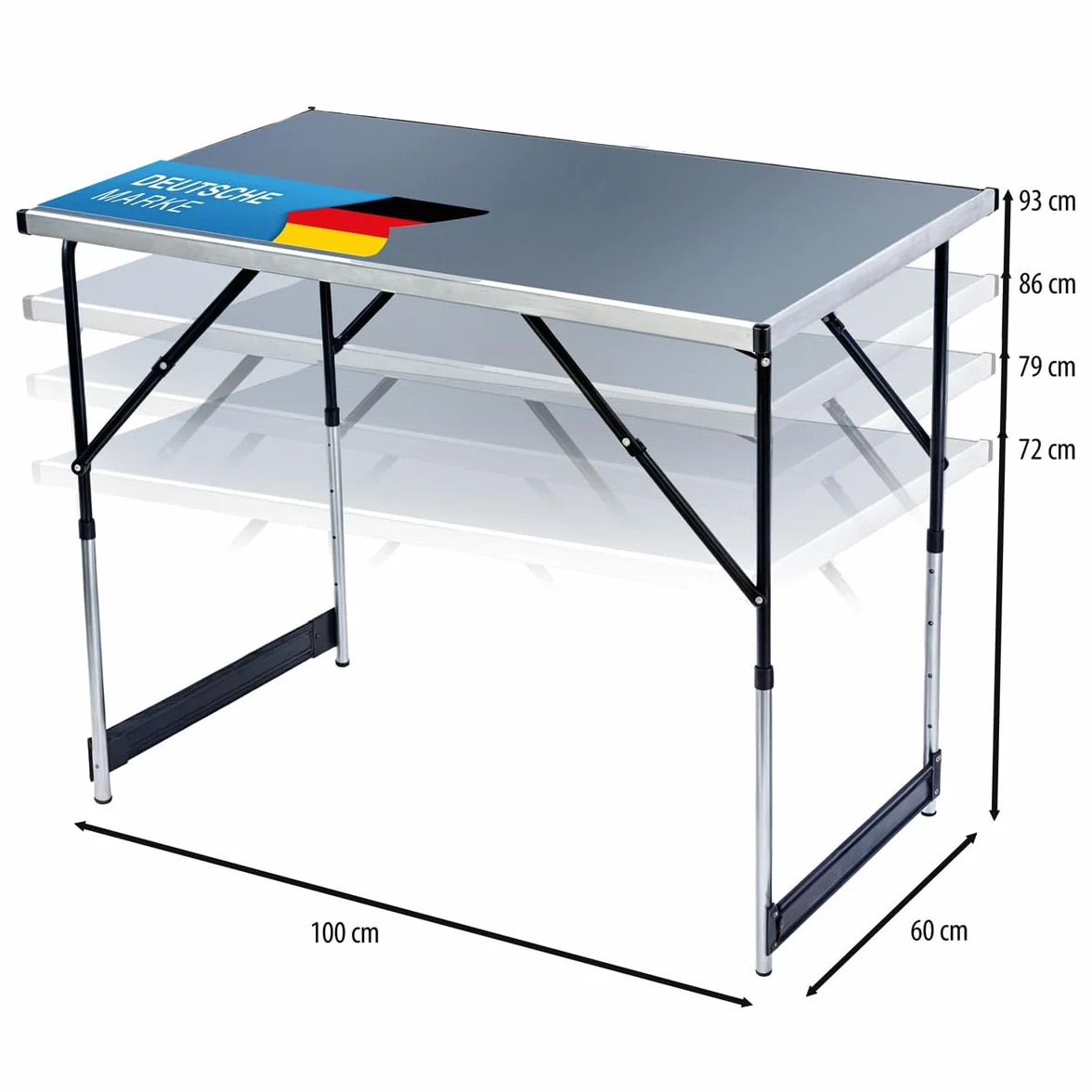stół wielofunkcyjny kempingowy tapetowy stół rynkowy regulowana wysokość boczny do kempingu w ogrodzie na festiwale rynki i więcej (Czarny: 100 X 60 Cm)