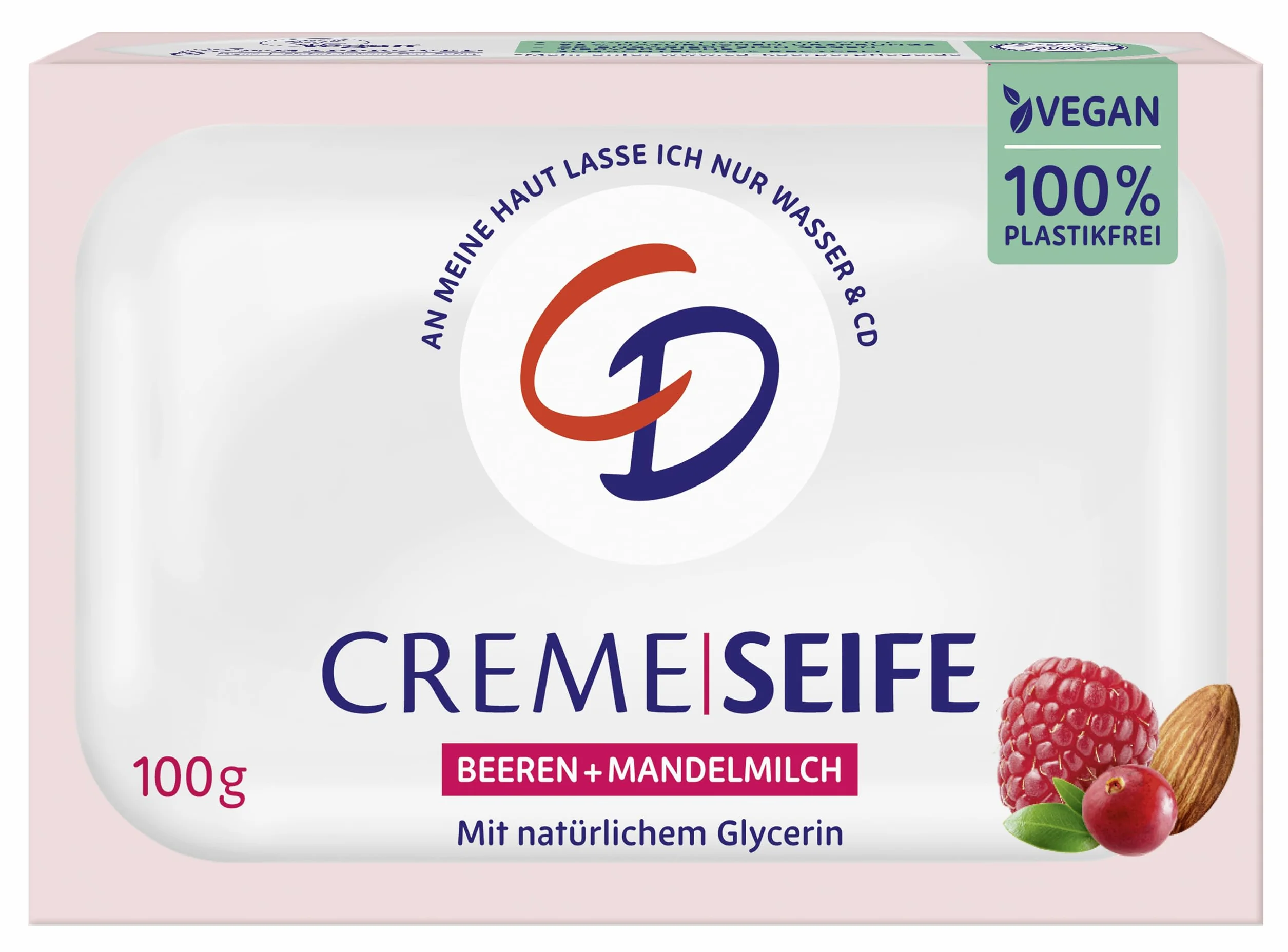 CD Kremowe mydło jagodowe i mleko migdałowe 100 g, wegańskie i bez mikroplastiku