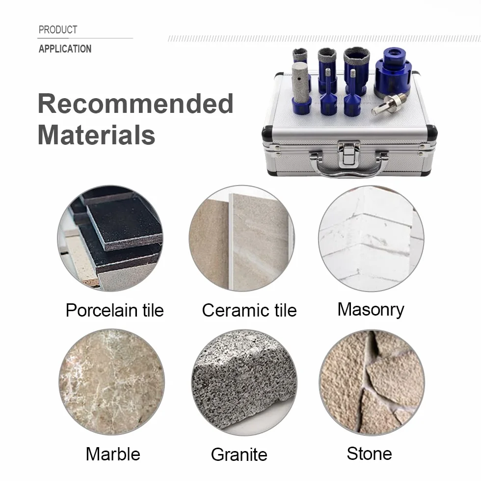 SHDIATOOL Suche diamentowe wiertła rdzeniowe M14 gwint 6/6/20/25/35/50 mm i 20 mm bity palcowe z adapterem HEX lutowane próżniowo do płytek porcelanowych granitowych marmuru