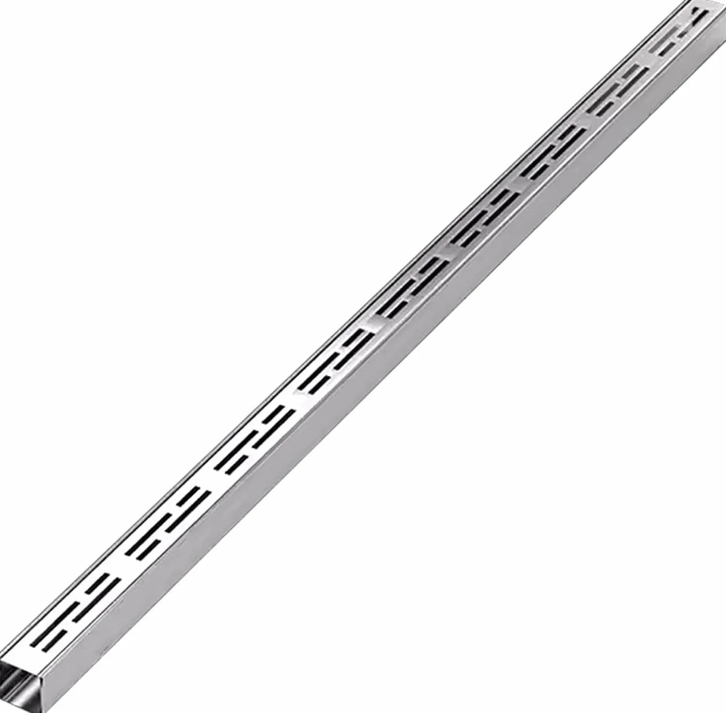 Zestaw odpływowy Slim Channel – odpływ ze stali nierdzewnej do rynn ogrodowych, zarządzania wodą deszczową, 3,5 x 3 cm (1,4 x 1,2 cala) - trwałe rozwiązanie do drenażu podziemnego z metalową kratką