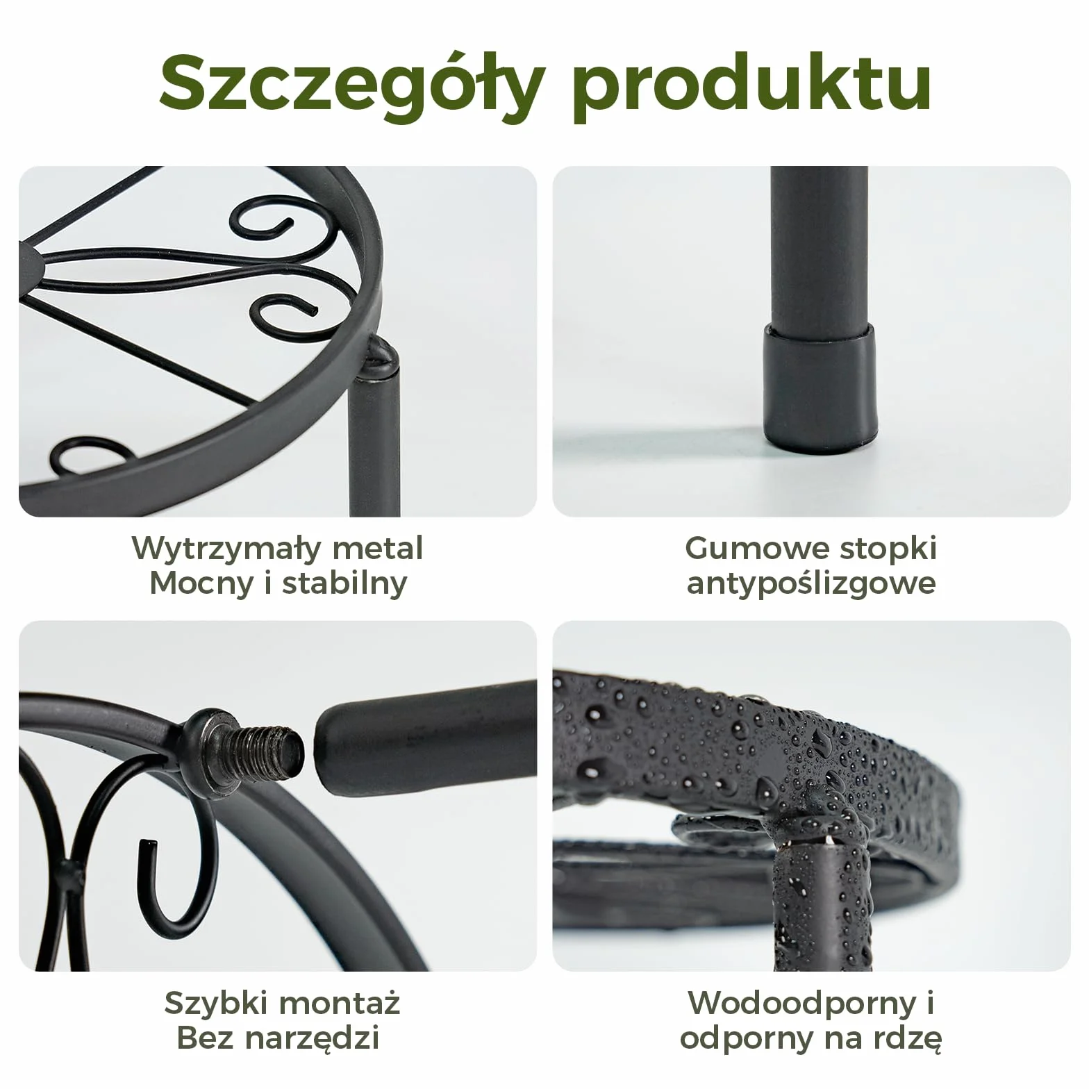 Bamworld 5 Sztuk Metalowe Stołki pod Kwiaty, Czarny Żelazny Stojak na Doniczki, Odporny na Korozję, Okrągły do Dekoracji Domu i Ogrodu