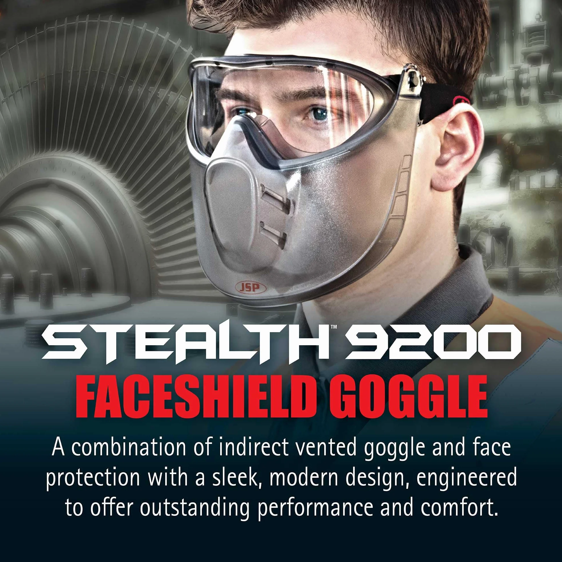 JSP Gogle Stealth DV 9200 z osłoną twarzy Clr Lens Mist-Resist