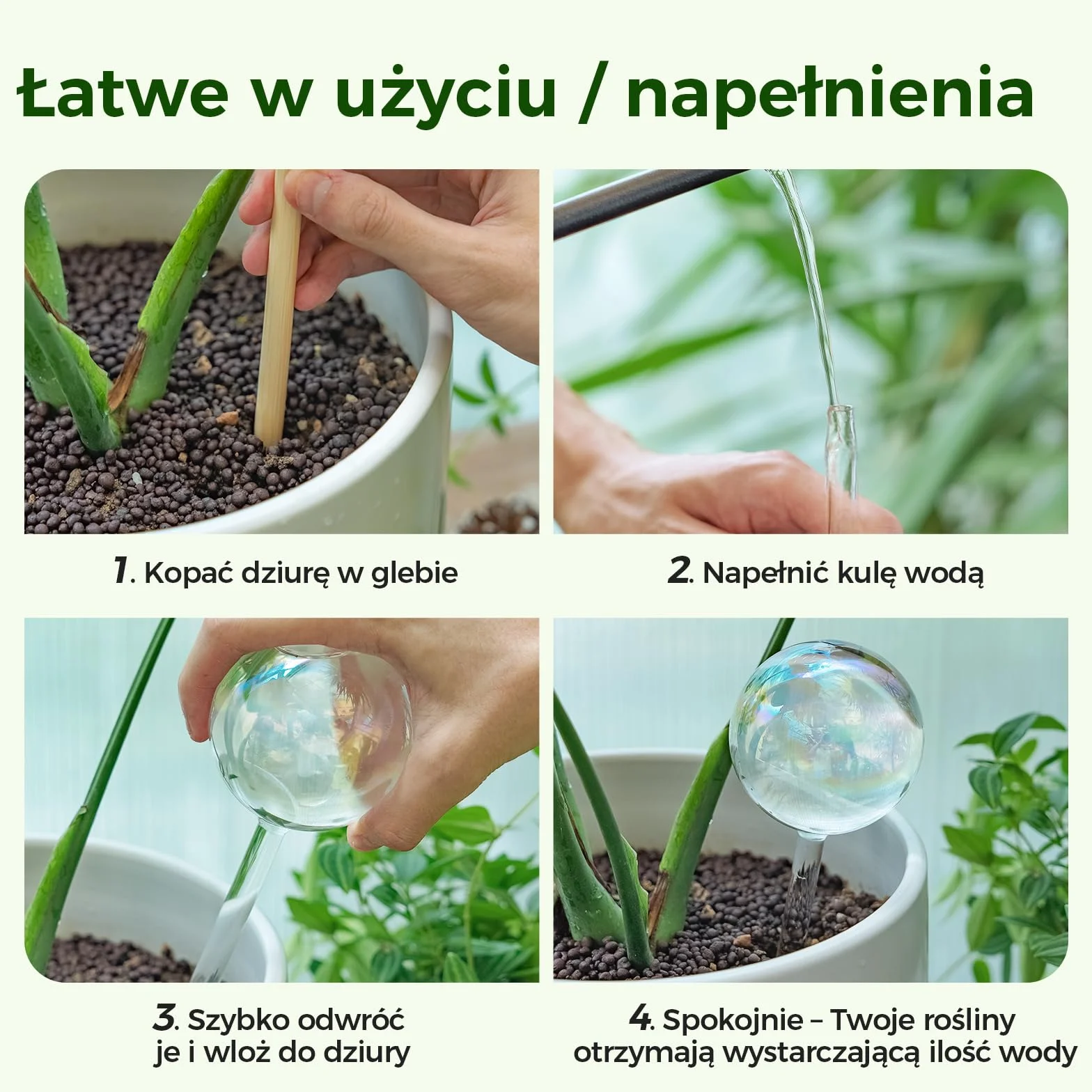 Bamworld Samonawadniające Kule do Podlewania Roślin Szklane Tęczowe Wkładki do Doniczek Samonawadniających Automatyczne Urządzenie do Podlewania Roślin Wnętrznych 2 Sztuki