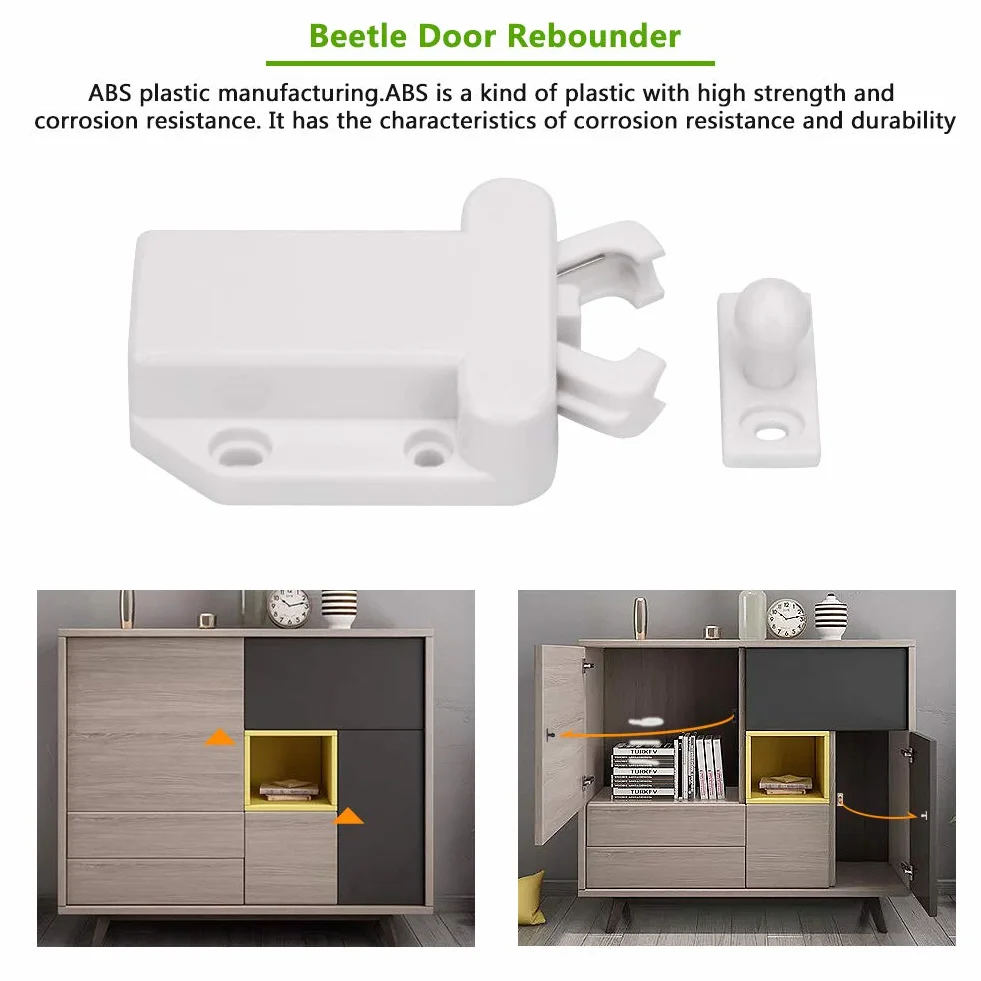 10szt. Szafki Rebounder Door Rebounder, Door Rebounder Cabinet Rebounder Door Rebounder Szafka Dotykowe Zatrzaski Zwalniające Push Open Zatrzaski Drzwi Zatrzaski do Szuflady,
