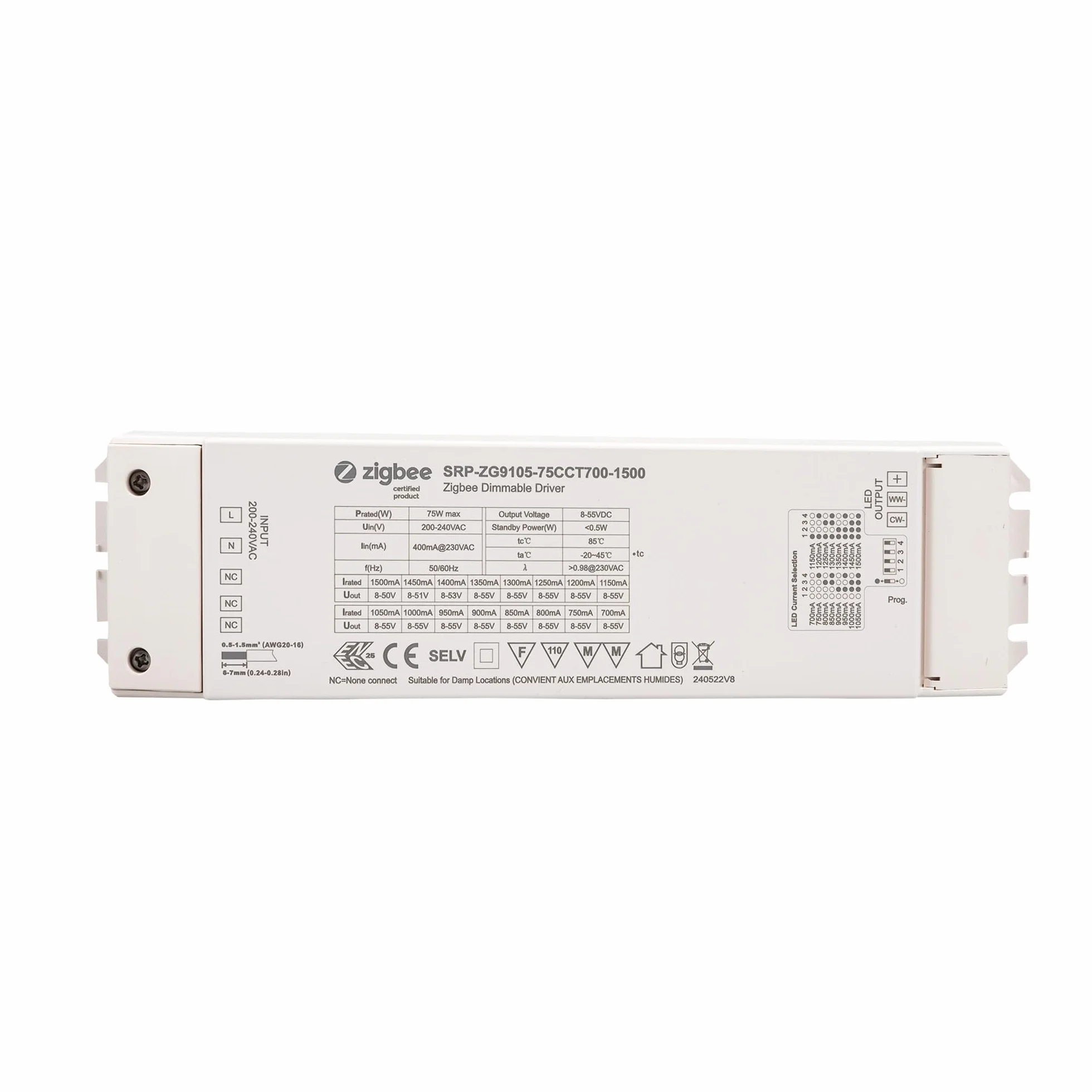 CONNEX 75 W ZigBee CCT ściemniany sterownik SRP-ZG9105-75CCT700-1500