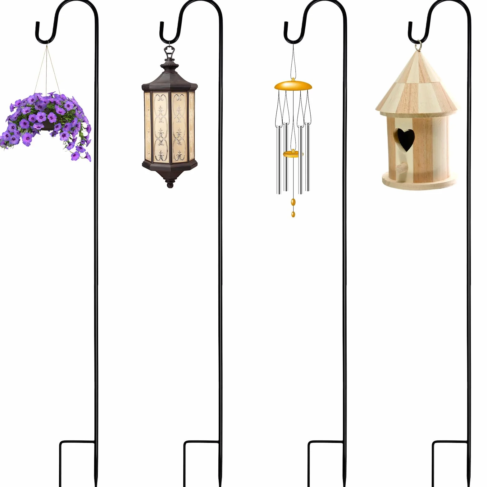 Metalowy haczyk pasterski 4 sztuki regulacja wysokości 100 cm do ogrodu ptaków lamp słonecznych