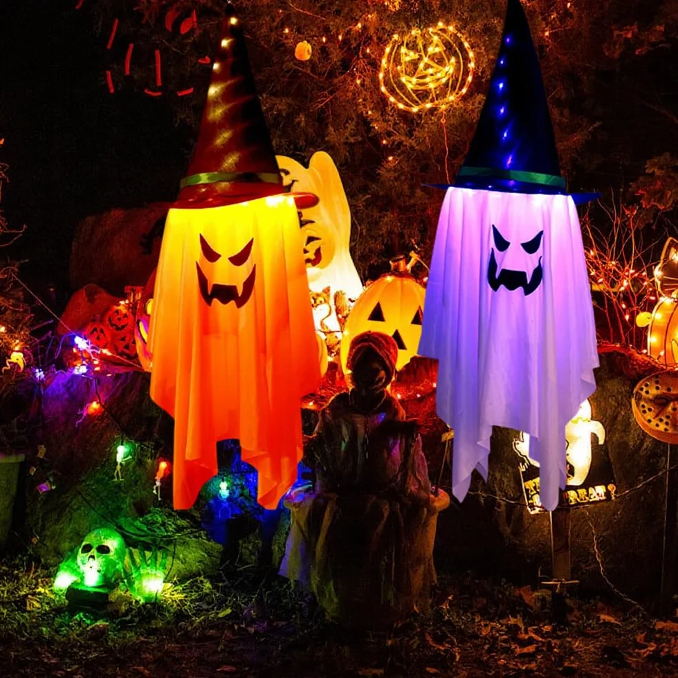 Duch Wiszące Światła LED Halloween 2 szt. Dekoracje Ogród Podwórko Drzewo