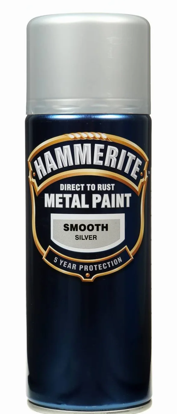 Hammerite Bezpośrednio do rdzy farba metalowa aerozol gładkie srebrne wykończenie 400 ml