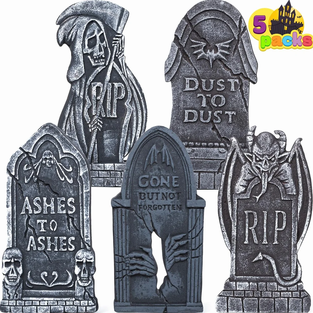 JOYIN 43 cm piankowe nagrobki cmentarne Halloween 5 sztuk dekoracje z 10 metalowymi słupkami
