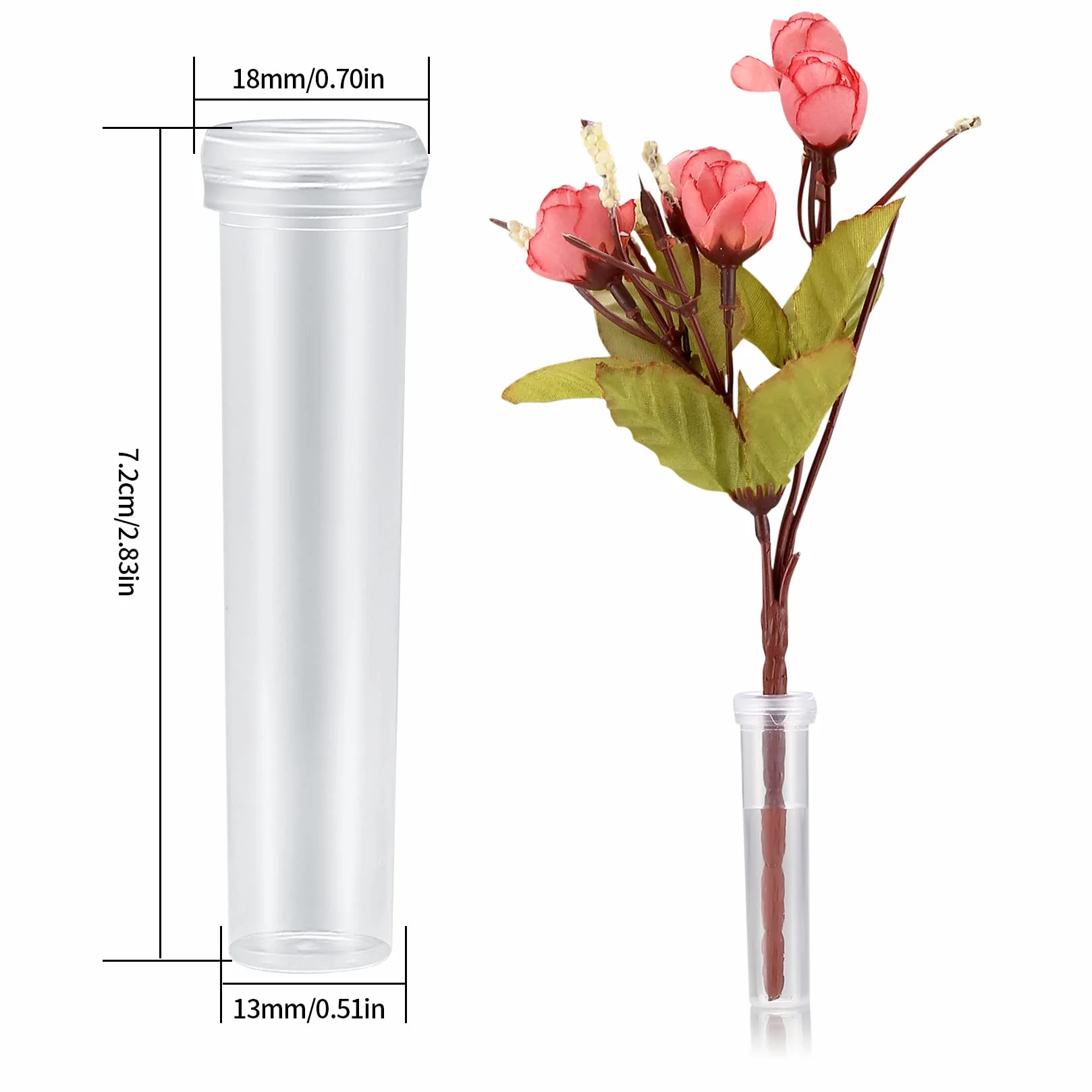 33 Sztuki Kwiatowe Rurki, Wodne Rurki do Kwiatów, Rurki do Orchidei z Nakrętkami, Reużywalne Plastikowe, Wazoniki na Wodę do Kwiatów Florysta