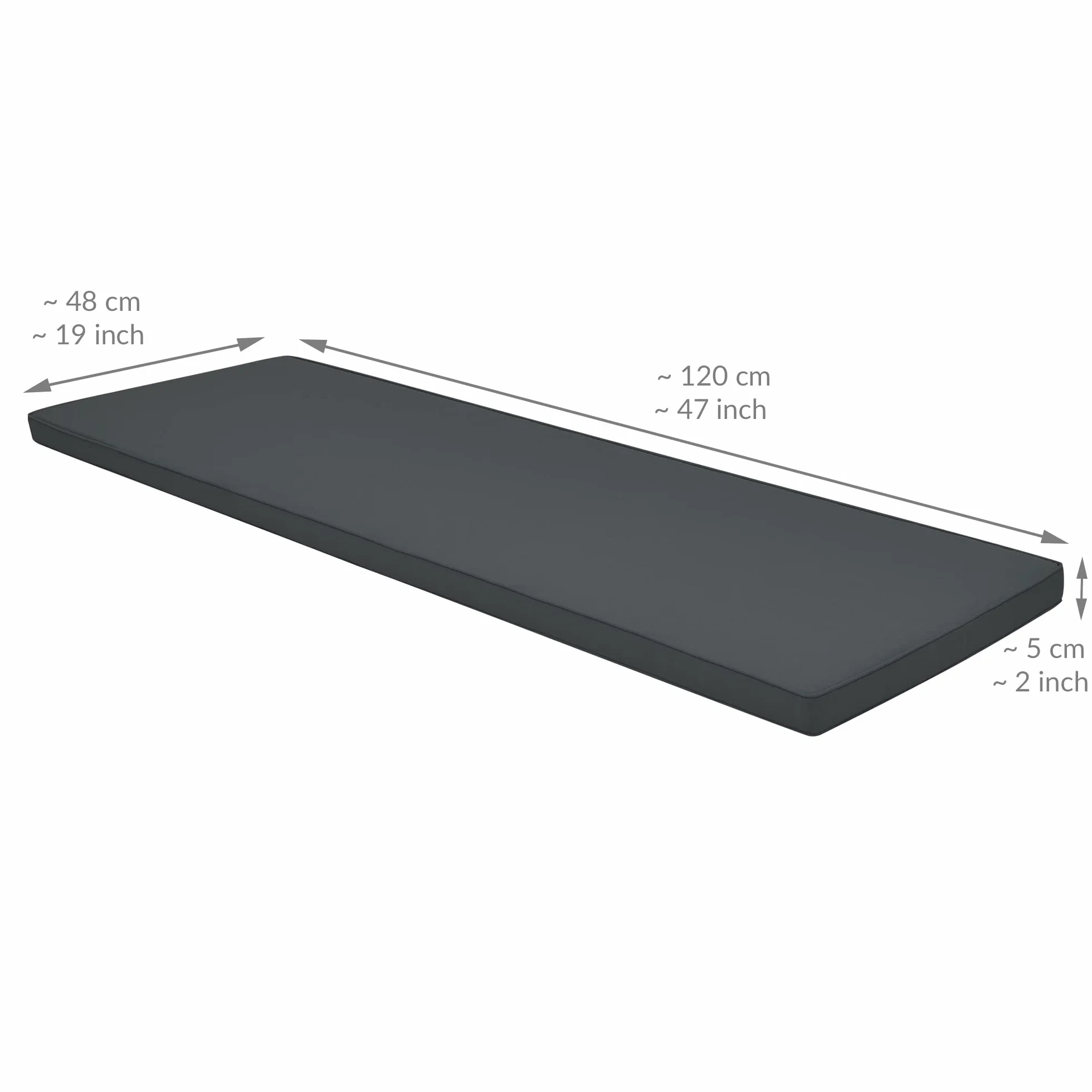 Beautissu poduszka na ławkę ogrodową Base BK 120x48x5 cm szara ciemnoszara