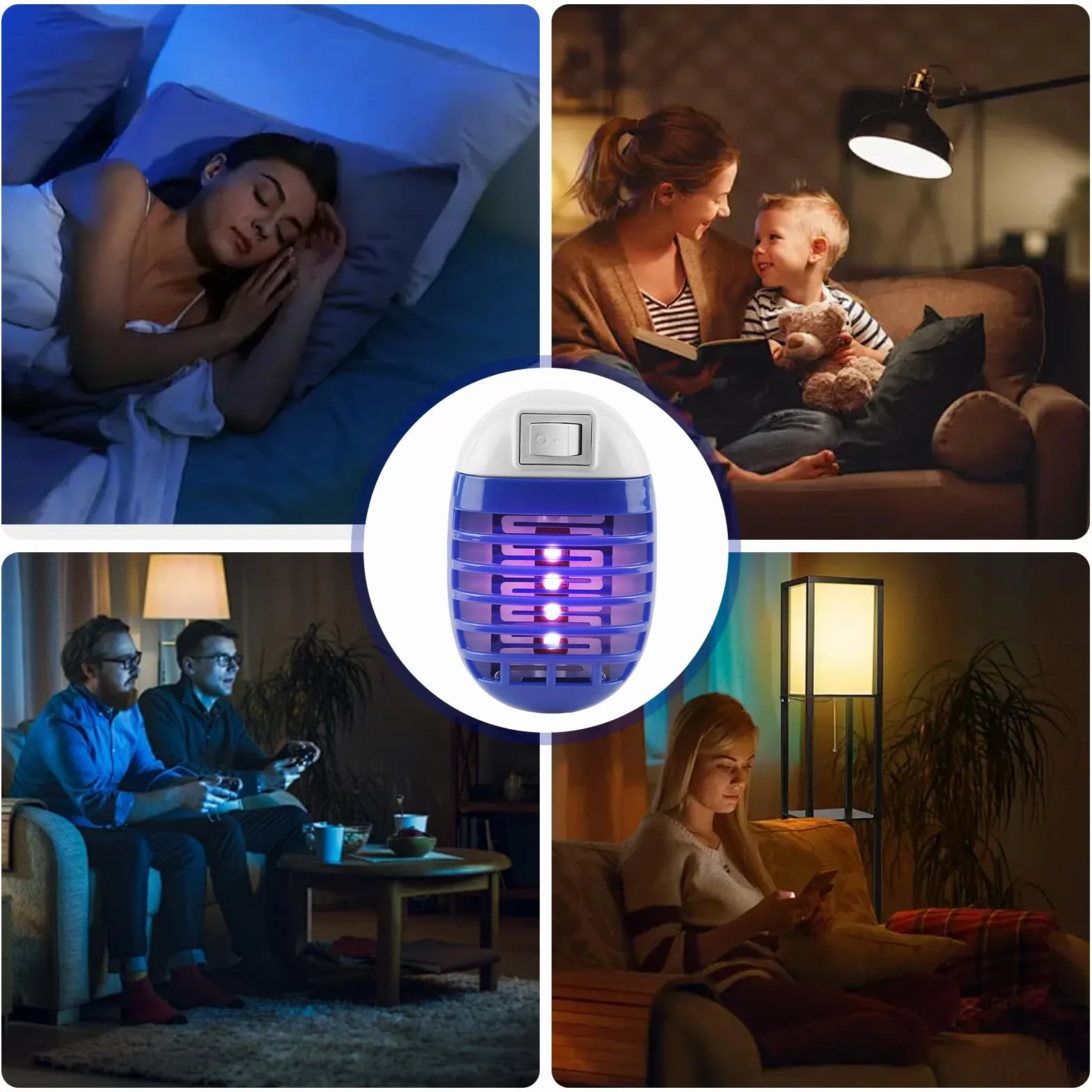 Lampa na komary elektryczna pułapka na owady 4 sztuki do wnętrz sypialni kuchni