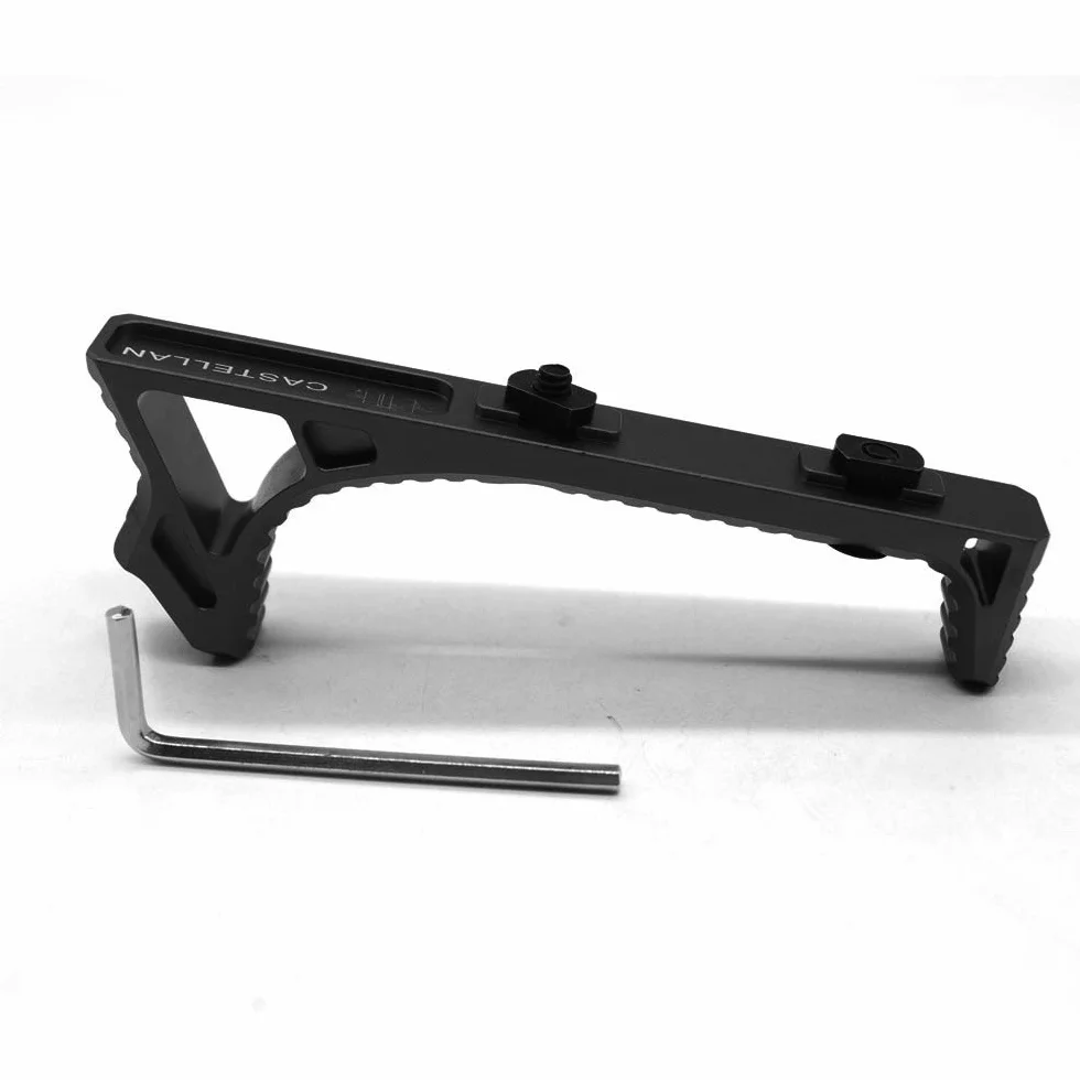 TRIROCK Black Tactical Aluminum Link Curved Angled Hand Stop fits M-LOK handguard rail system
