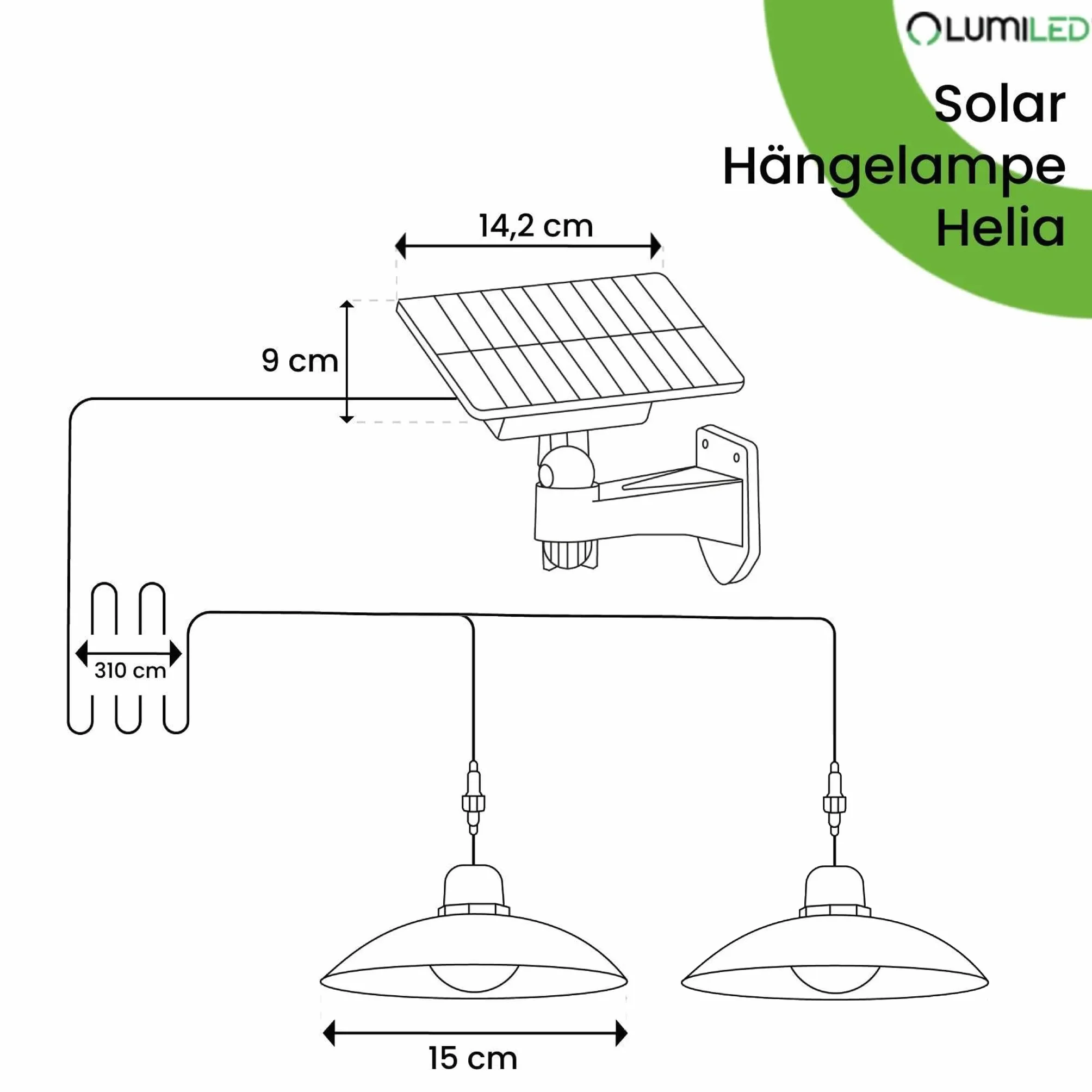 Lumiled 2x lampa wisząca solarna, lampa wisząca na zewnątrz IP44 2400mAh żyrandol do ogrodu taras balkon altana neutralna biel 4000K