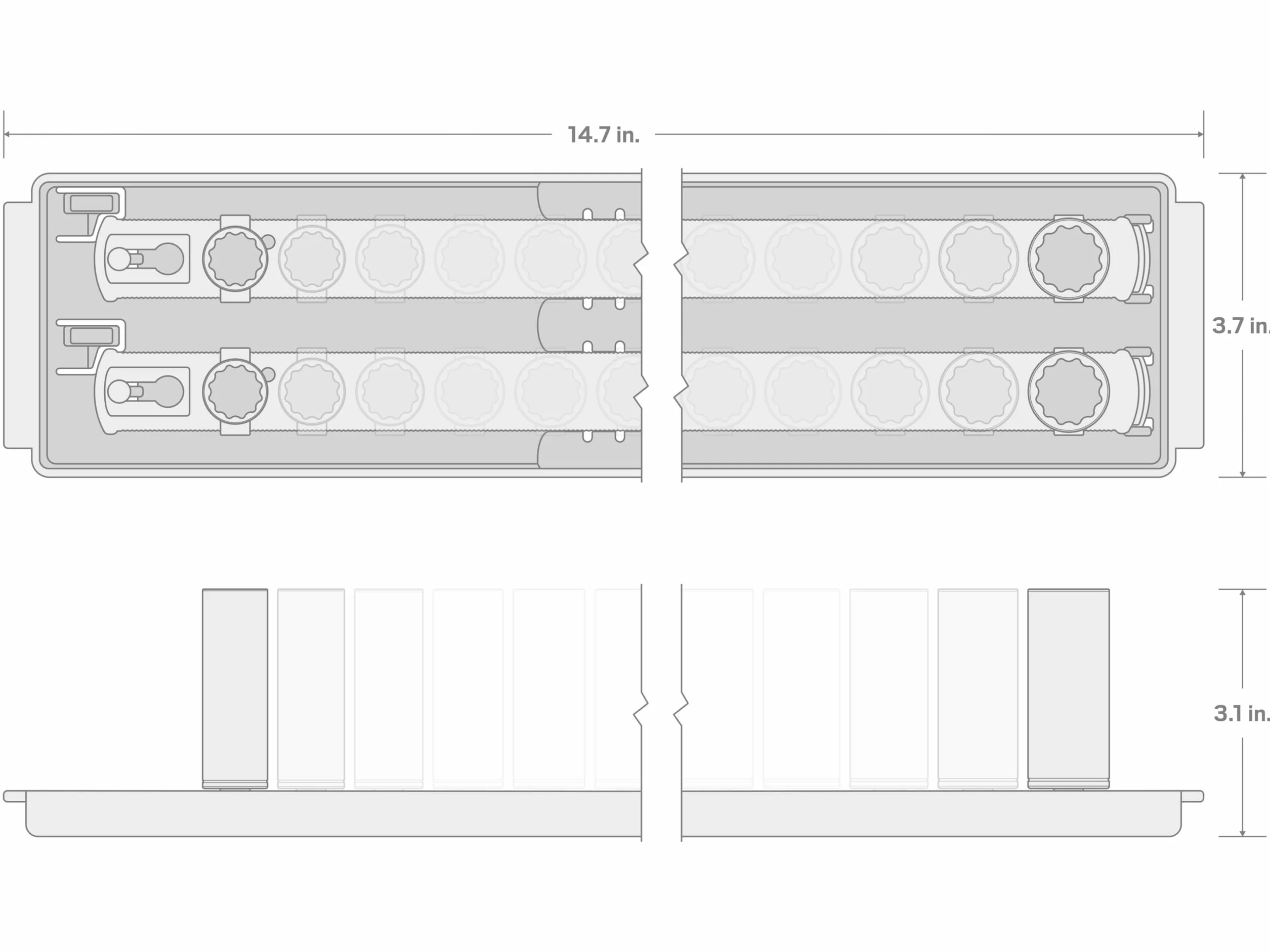 TEKTON SID91213 12-punktowy zestaw nasadek udarowych z szynami, 24-częściowy (8-19 mm)