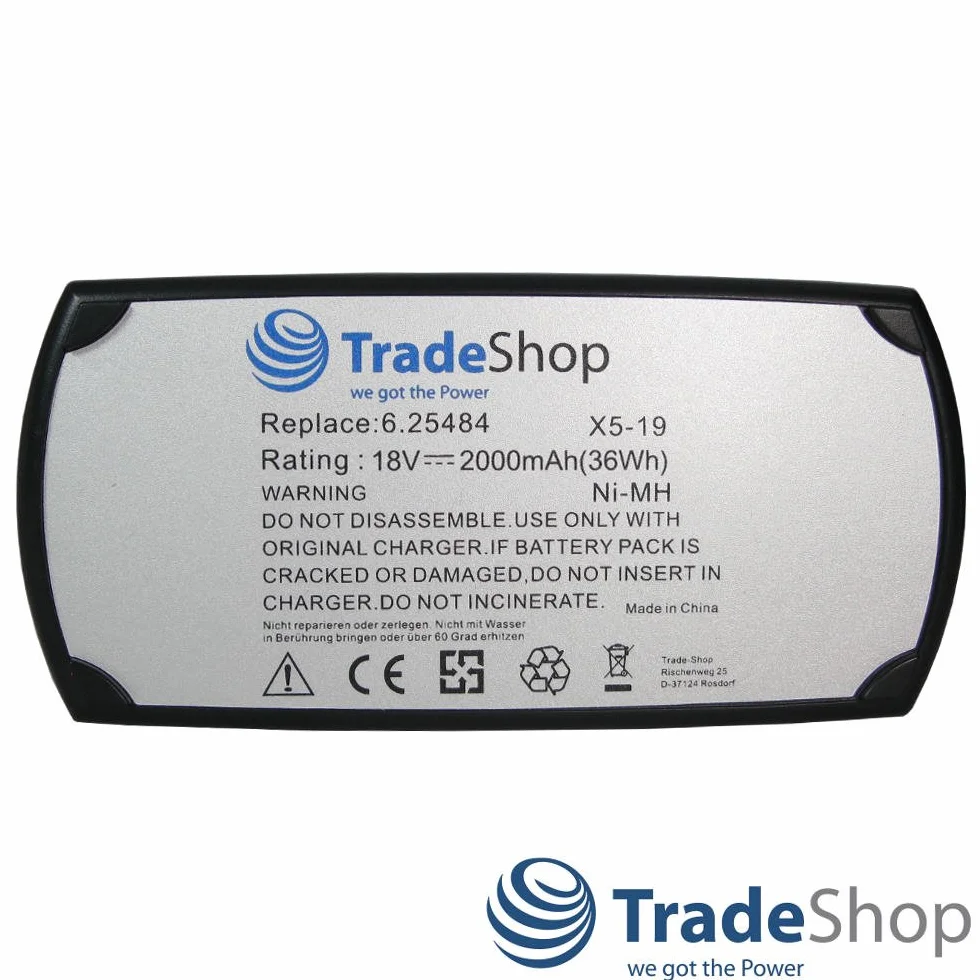Trade-Shop Premium Ni-MH akumulator 18 V / 2000 mAh zastępuje Metabo 631739, 625477, 625478 do BS-18 Plus, BST-18 Plus, BSZ-18, BSZ-18 Impuls, KSAP-18, ULA96-18