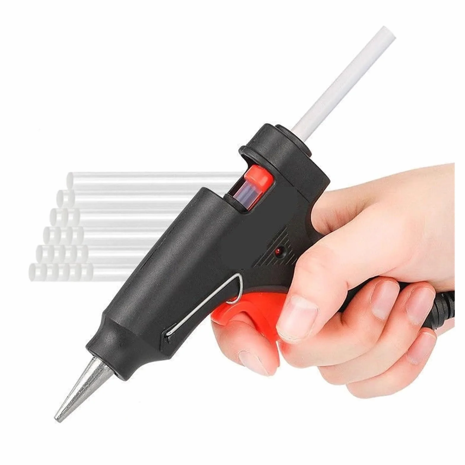 Pistolet do klejenia na gorąco, Pistolet do kleju na gorąco 20 W, miniaturowy pistolet przemysłowy z patyczkami 7 mm, narzędzie do naprawy termoelektrycznej, do majsterkowania i sztuki(Black*5)