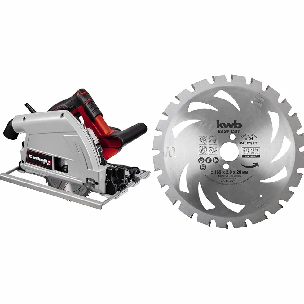 Einhell Te-Ps 165 Pilarka Tarczowa, Wielokolorowy, 165 mm & kwb 584738 akumulatorowa tarcza do piły tarczowej z cienkim ostrzem tnącym z twardego metalu