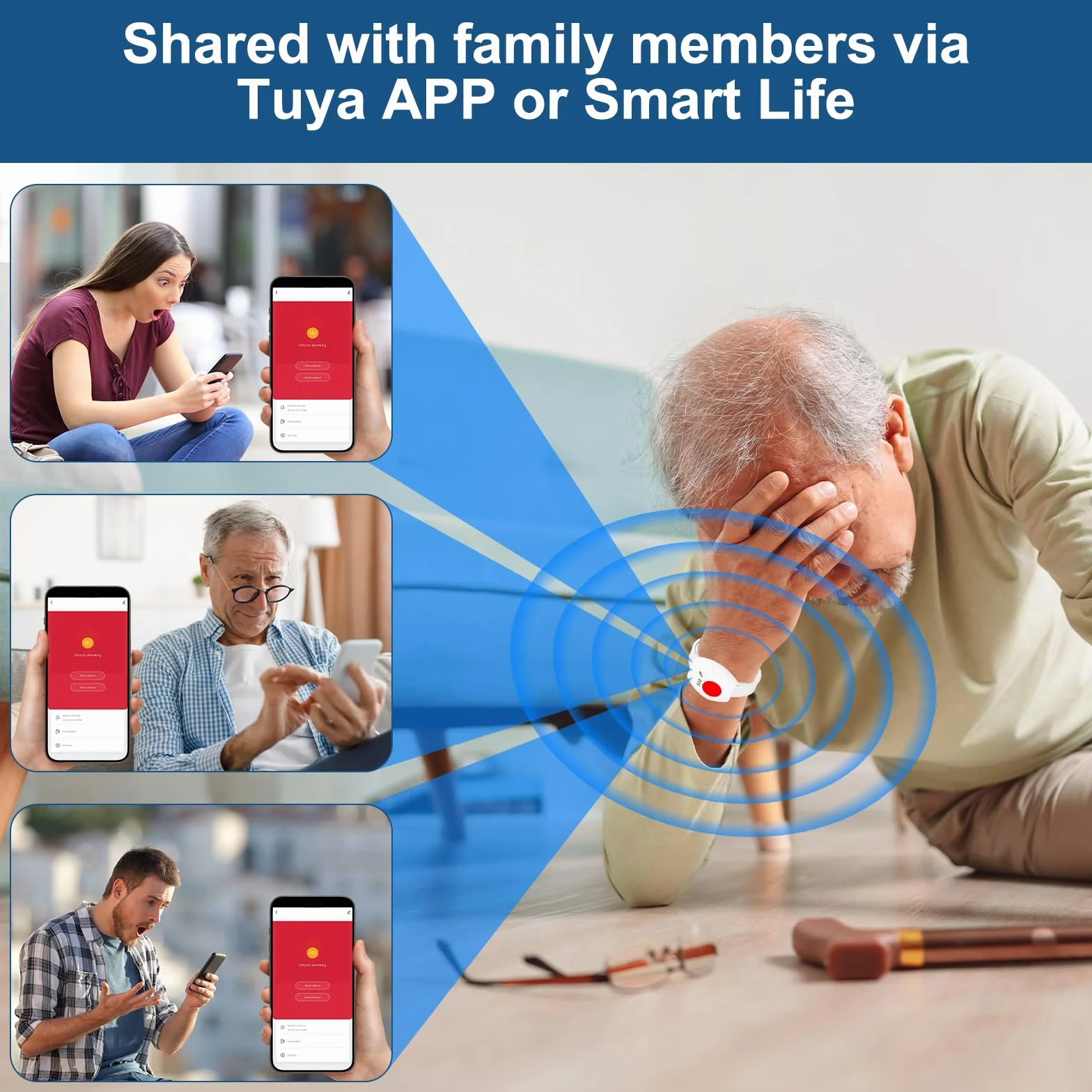 Przycisk ratowania życia dla seniorów i pacjentów, pager WiFi z dwoma przyciskami SOS