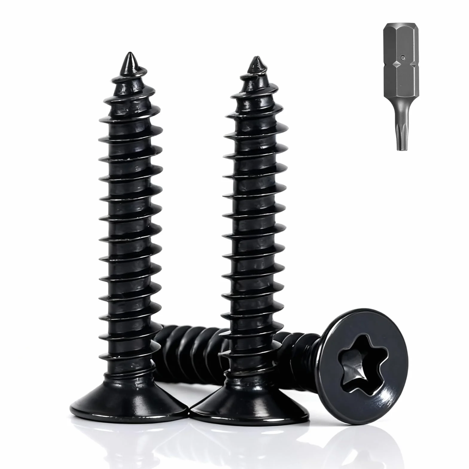 100 sztuk wkrętów ze stali nierdzewnej, czarne, łeb wpuszczany, M5 x 16 mm, wkręty do drewna, czarne, Torx do paneli akustycznych, akcesoria, okapy samogwintujące z płytą wiórową pełny gwint