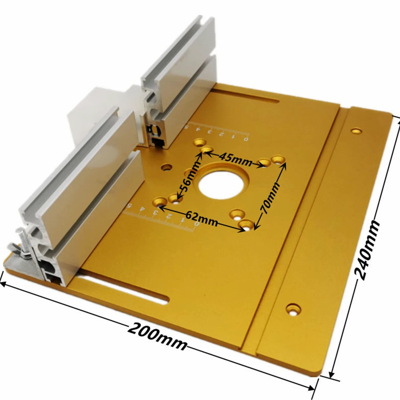 Aluminiowy Stół W Wstawianiu Stolika Płytowego,Maszyna Do Rzeźby Drewna,Wkładka Router Płytowa, Obróbka Drewna Narzędzie Wkładki Routetu Drewnianego,Golden-3pieces