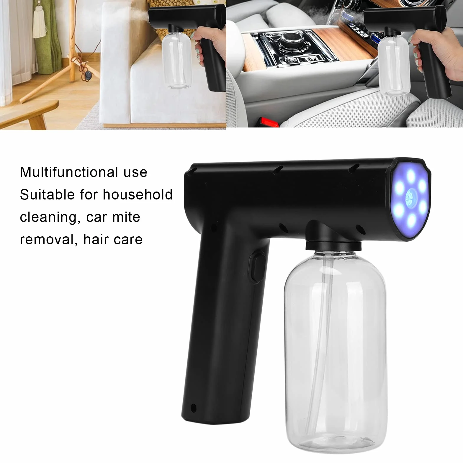 Elektryczny Pistolet Parowy z Mgłą 300ml Opryskiwacz Mgły Atomizer Sprayer Różowy