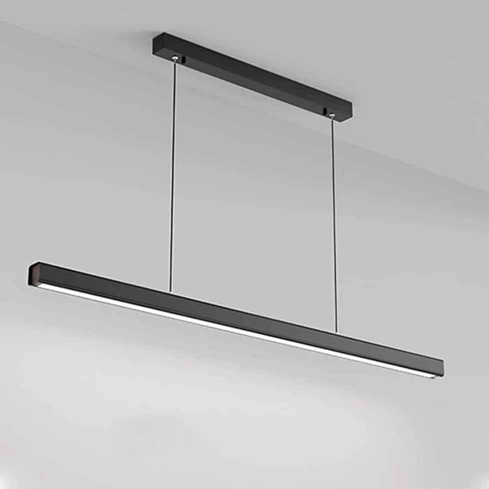 Nowoczesna minimalistyczna liniowa lampa wisząca LED, możliwość przyciemniania, 3000k-6000k, z pilotem, do jadalni, kuchni, na wyspę, do wejścia, garażu, stołu bilardowego (ciemna, 80 cm)