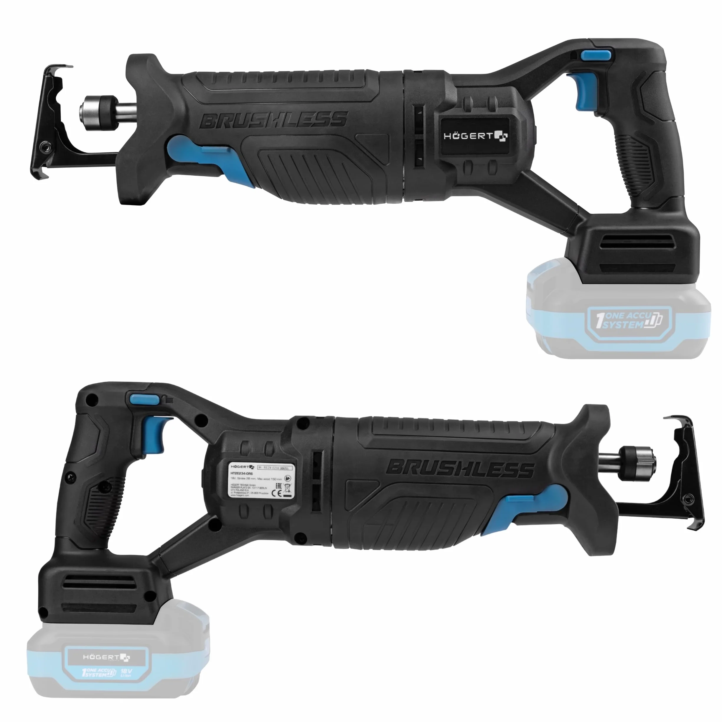HÖGERT TECHNIK Akumulatorowa piła szablasta 18 V bezszczotkowa 0-3000 obr./min skok 28 mm