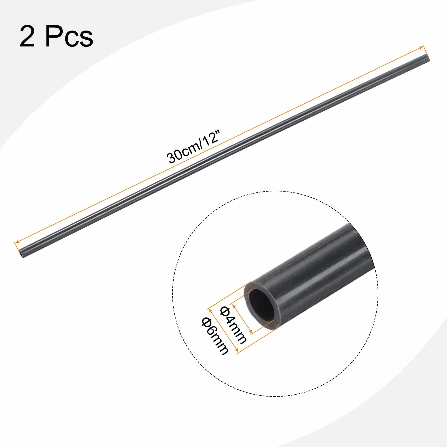 Rura pusta PCW 4 mm ID 6 mm OD 300 mm/12" odporna na wysokie uderzenia do osłony kablowej