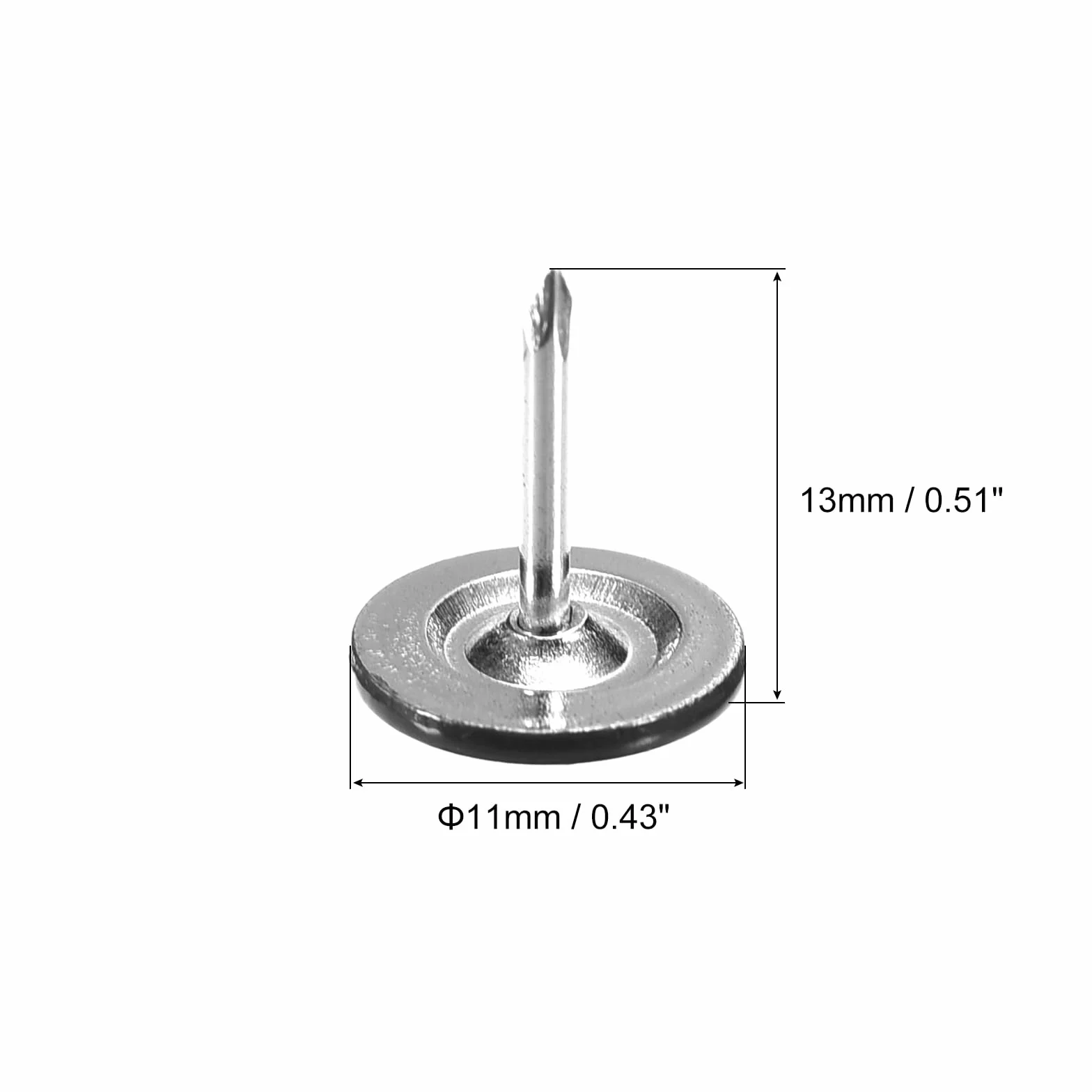 QUARKZMAN 50 sztuk gwoździ do tapicerki, 11 mm x 13 mm, płaska główka, dekoracyjne gwoździe do mebli, zagłówków sofy, czarne