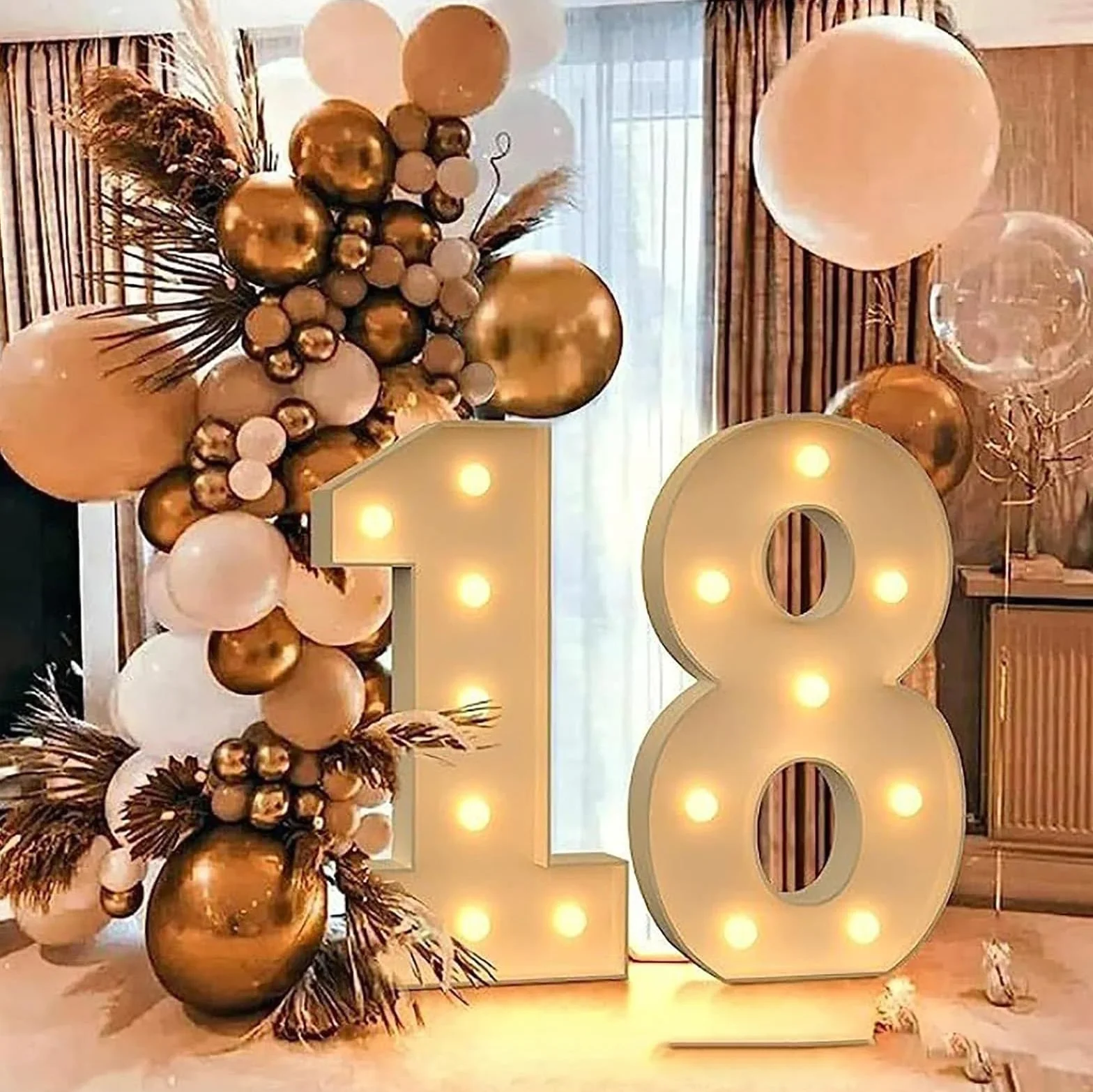 Podświetlane cyfry LED 18,70 cm / 100 cm / 120 cm Numer Znak świetlny Namiot Impreza urodzinowa w domu, Litery i cyfry na baterie, Lampki nocne na przyjęcie domowe Ślub, Urodziny, rocznica (Material