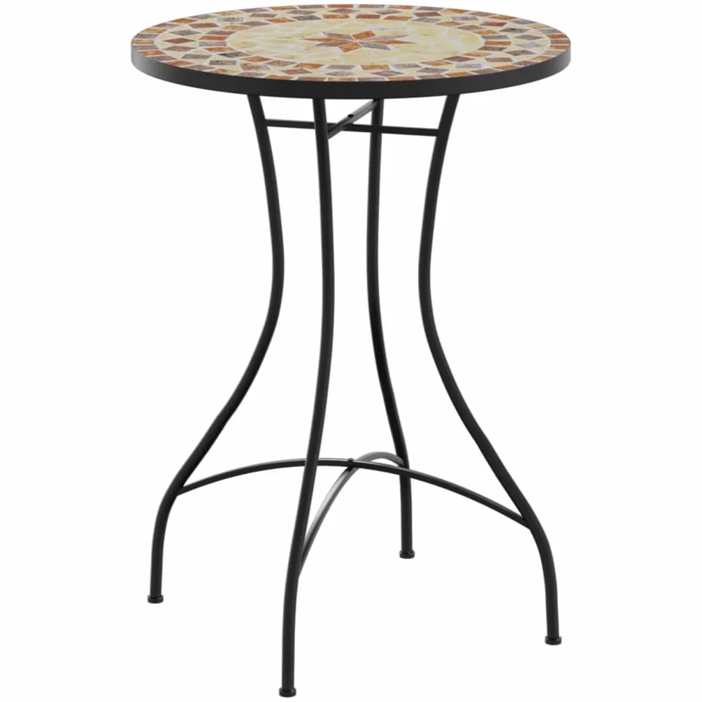 vidaXL Mozaikowy stolik bistro ceramiczny Ø50x70 cm terakotowo-biały