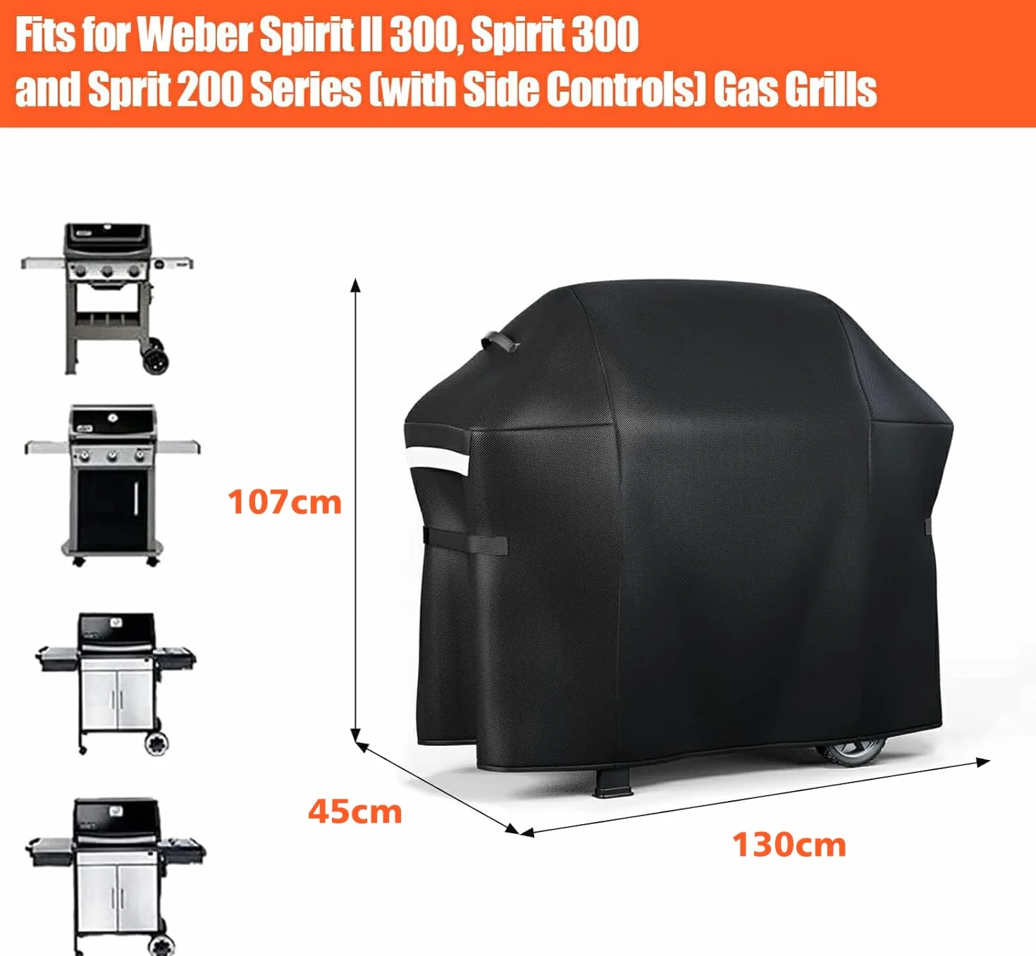 Denmay pokrowiec na grill 130 x 107 x 45 cm dla Weber Spirit II 300 310 Serie Spirit E-320 Spirit 200 Series wodoodporny