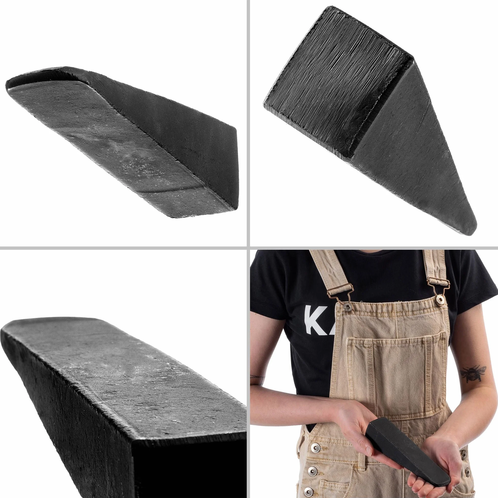 KADAX Klin do rozłupywania drewna ze stali, 16,5 x 3,5 x 4 cm, klin do rozłupywania, ręczny klin do ścinania i rozłupywania drewna, wytrzymały klin, granat rozłupujący, klin