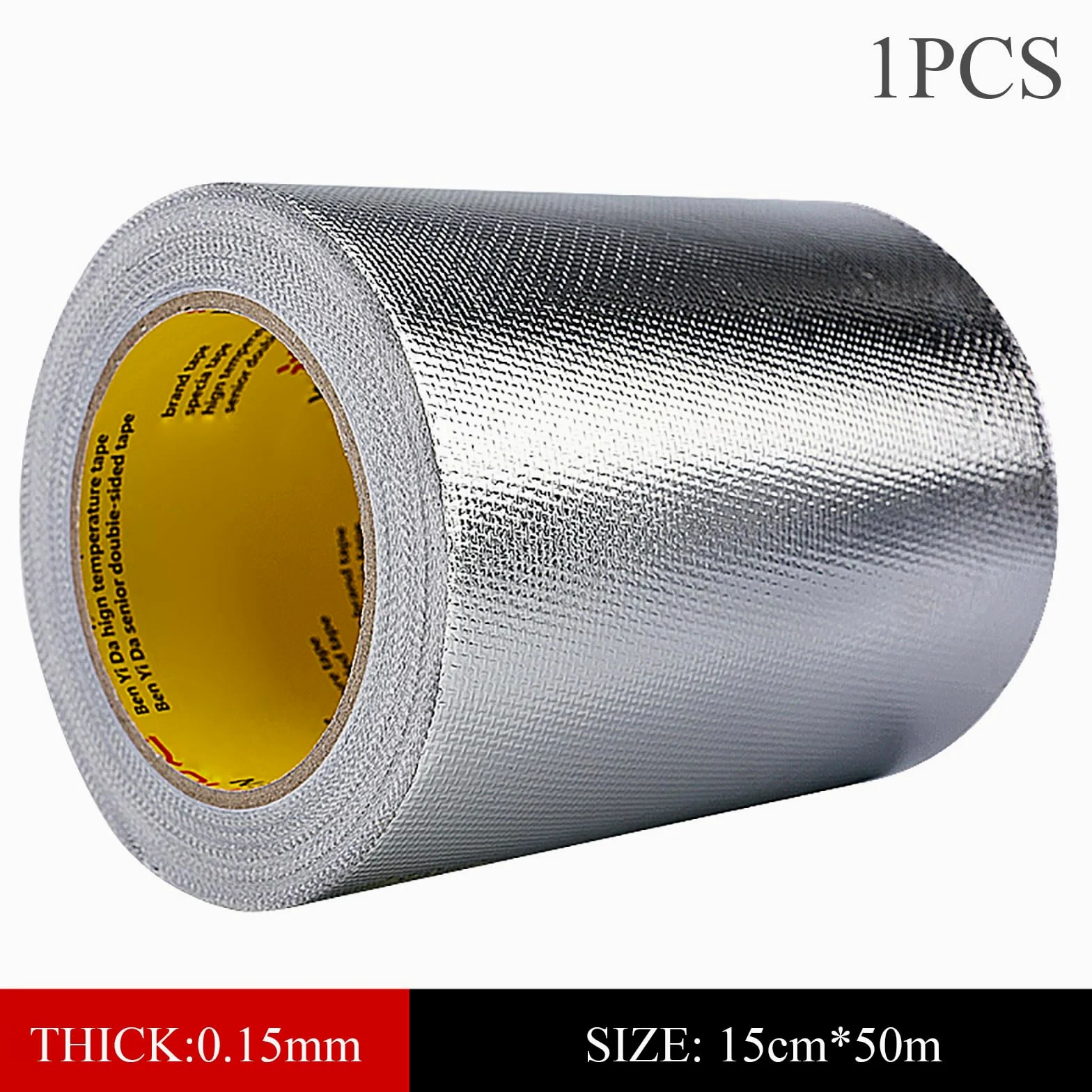 Wytrzymała taśma z folii aluminiowej - długość 50 m, grubość 0,14/0,15 mm, wodoodporna taśma klejąca, 1 szt.(15cmx50mx0.15mm)