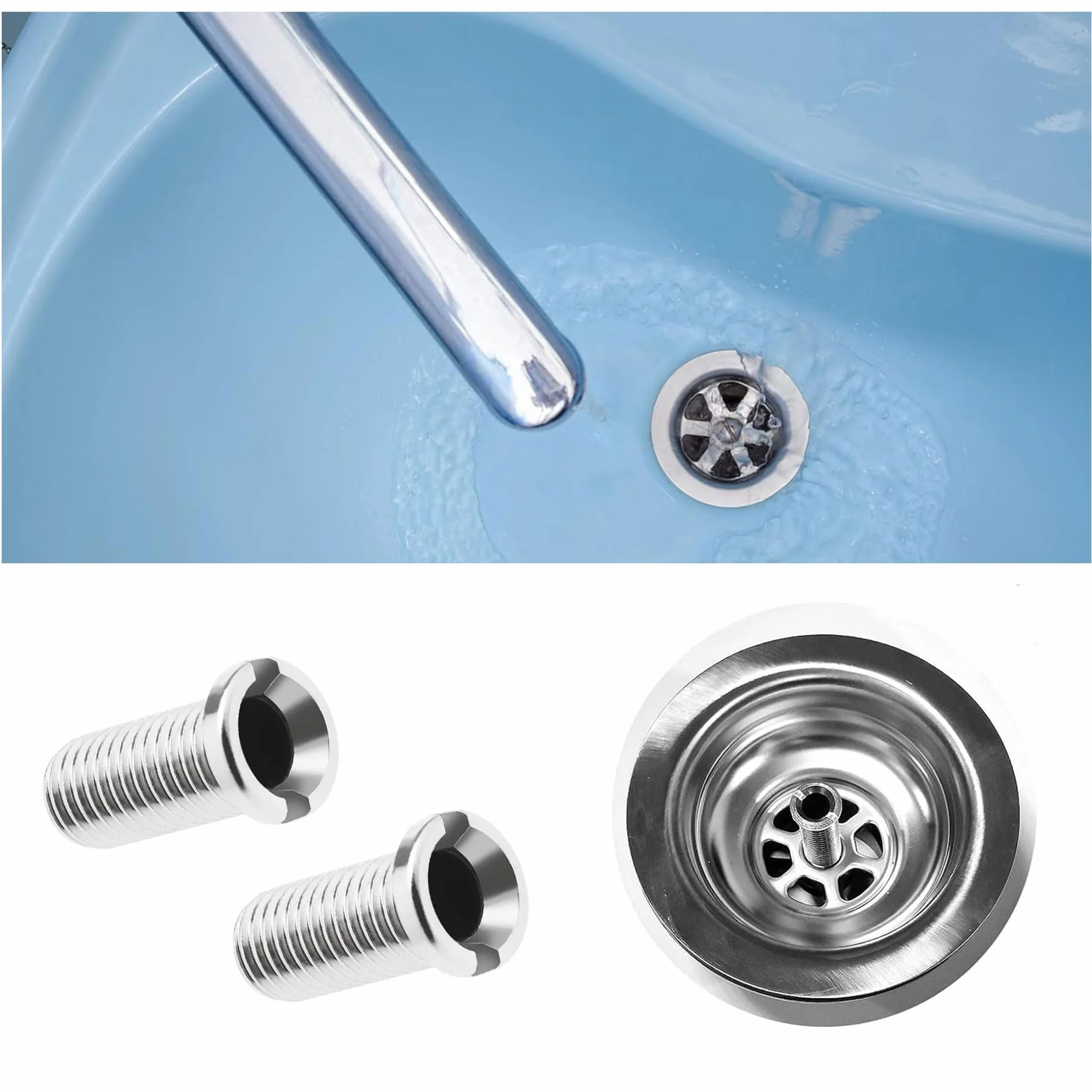 ANBOO 2 sztuki wkręt do zlewozmywaka kuchennego, śruba koszowa, M12 x 25 mm, śruba drążona, zlew ze stali nierdzewnej 304, śruba drążona do umywalki, sitko do zlewozmywaka, korka do kuchni (srebrne)