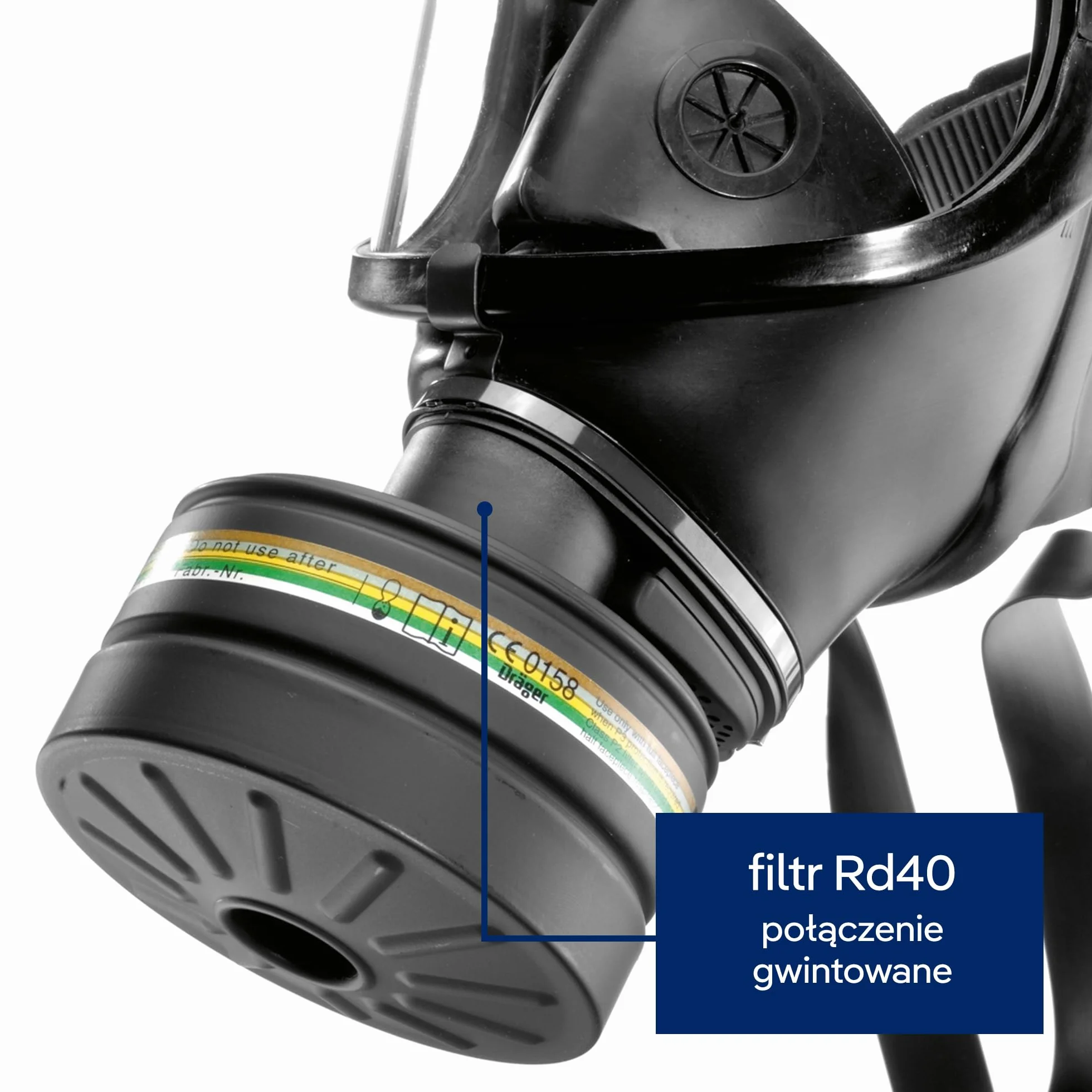 Dräger Rd40 filtr ochrony cywilnej klasy ochrony A2B2E2K2-P3 R D/NBC (czarny) do gazów, oparów, cząstek stałych, 1 szt. | filtr kombinowany do maski pełnej CDR 4500